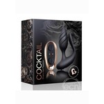 Cocktail Rechargeable Silicone Couples Vibrator with Remote Control - Black/Rose Gold