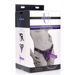 Strap U Comfort Ride Strap On Harness with Purple 7in Dildo - Black