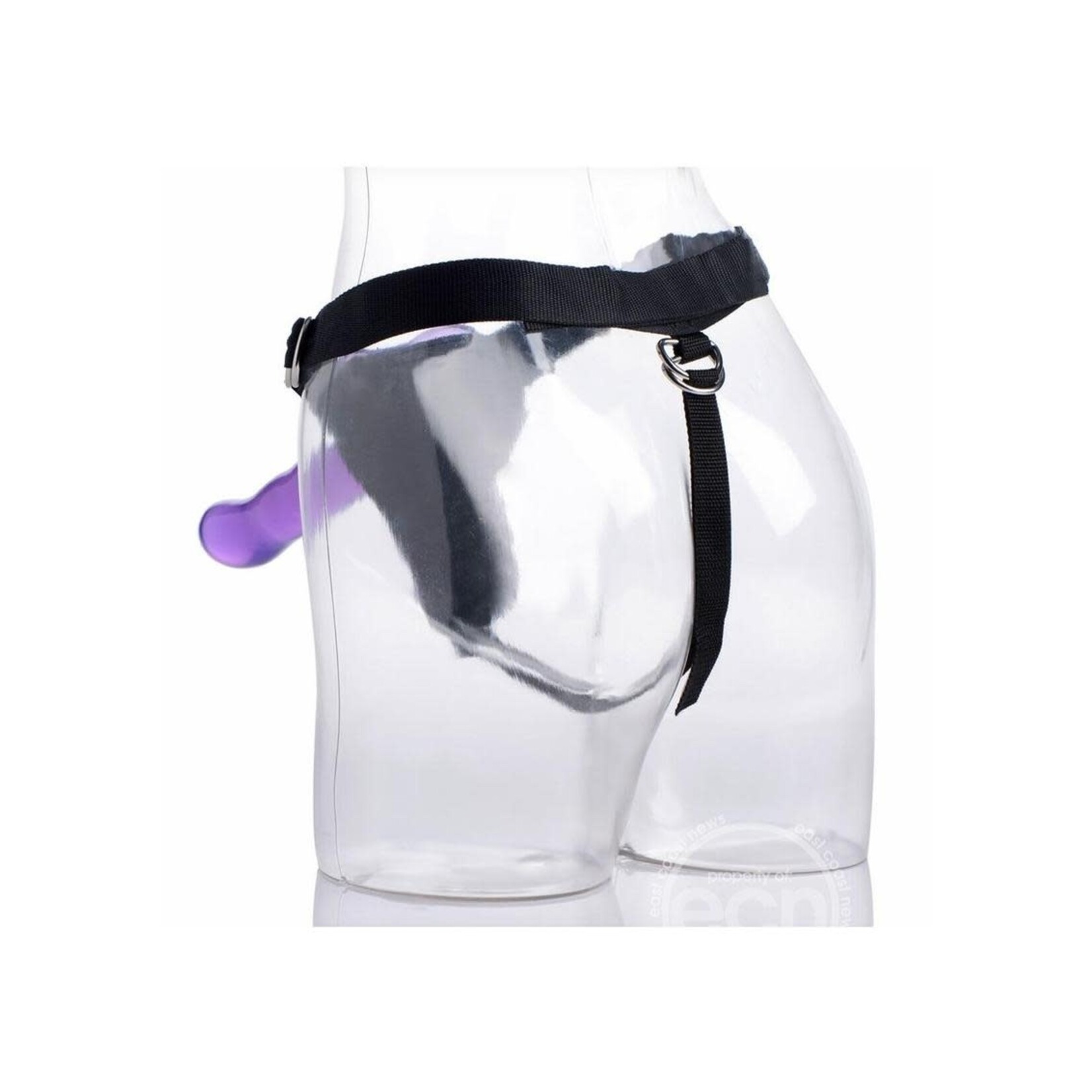 Strap U Comfort Ride Strap On Harness with Purple 7in Dildo - Black