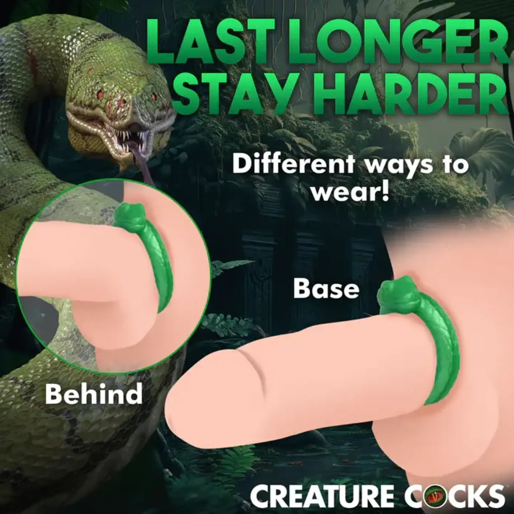 Creature Cocks Serpentine Silicone Cock Ring - Green