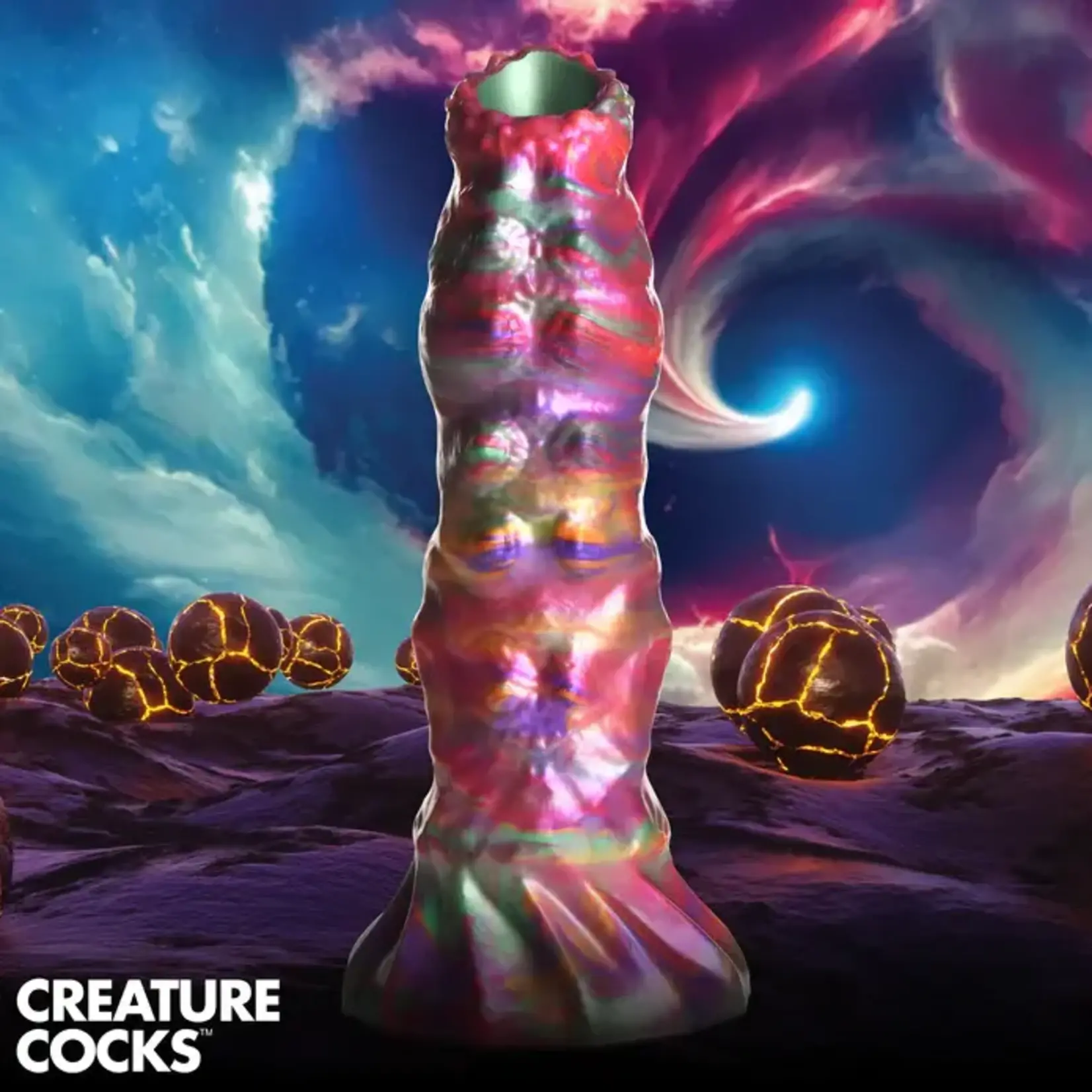 Creature Cocks Larva Silicone Ovipositor Dildo with Eggs - Multicolor