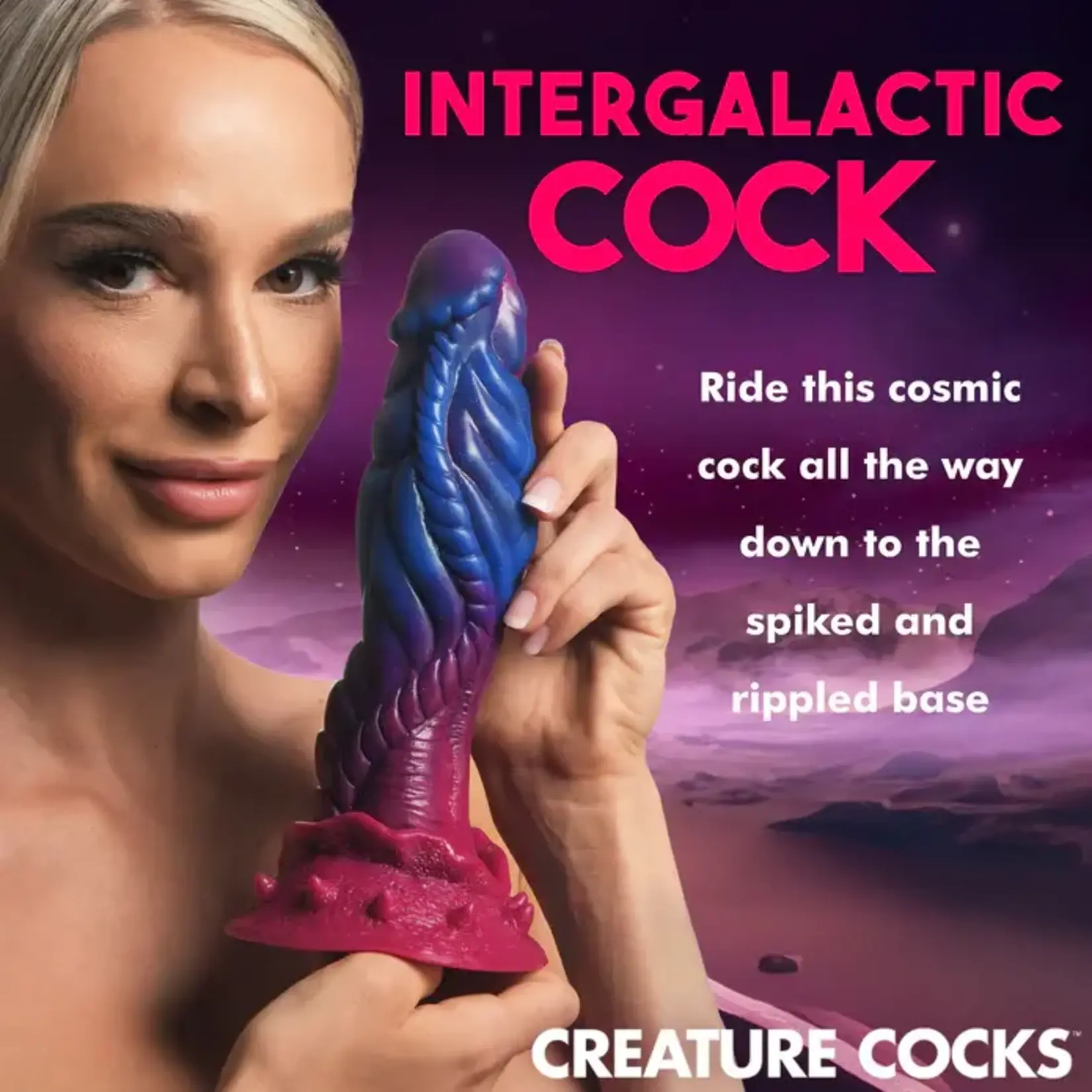 Creature Cocks Intruder Alien Silicone Dildo - Pink/Blue