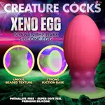 Creature Cocks Xeno Egg Glow in the Dark Silicone Egg - XLarge - Pink/Green