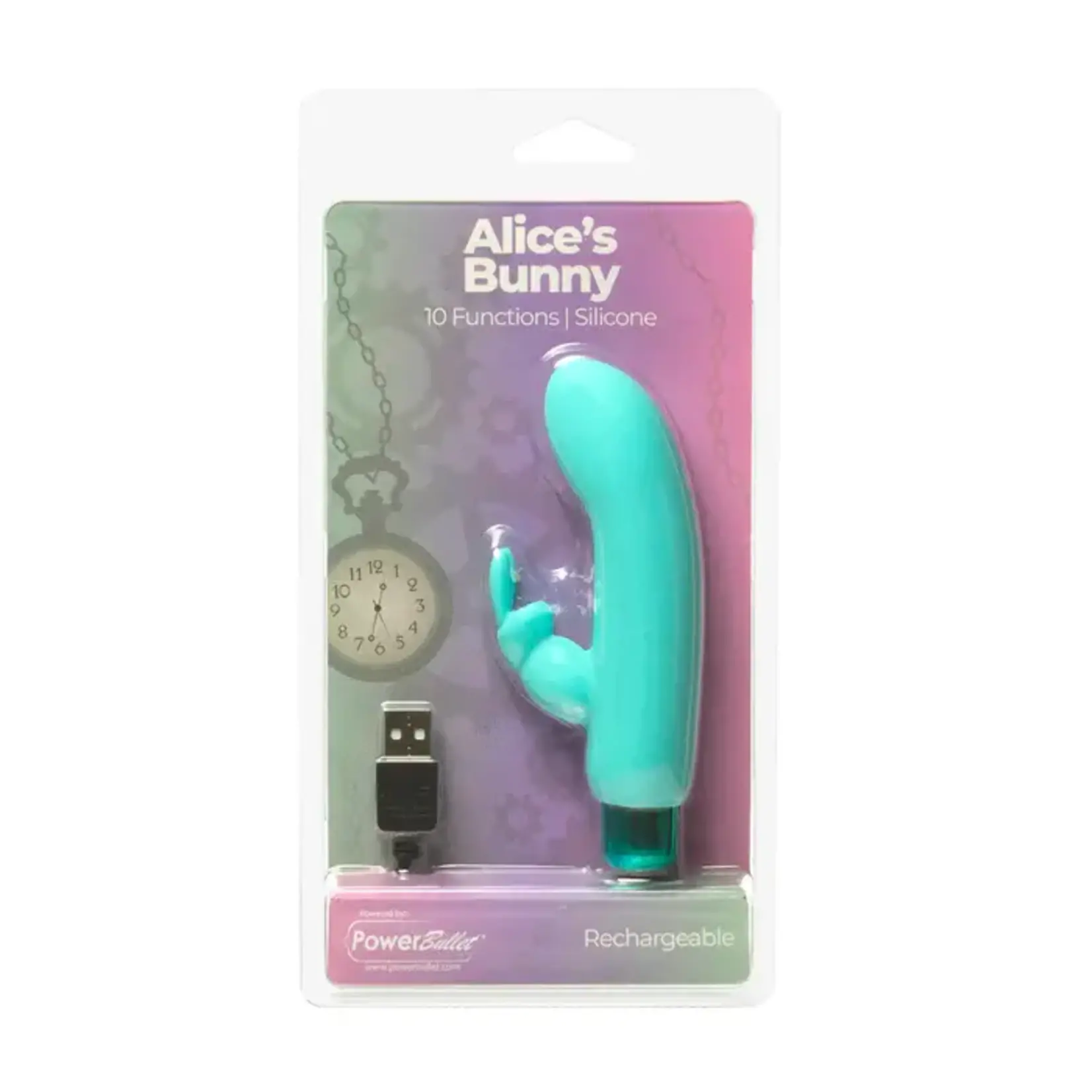 Alice’s Bunny Rechargeable Bullet With Removable Rabbit Sleeve Teal