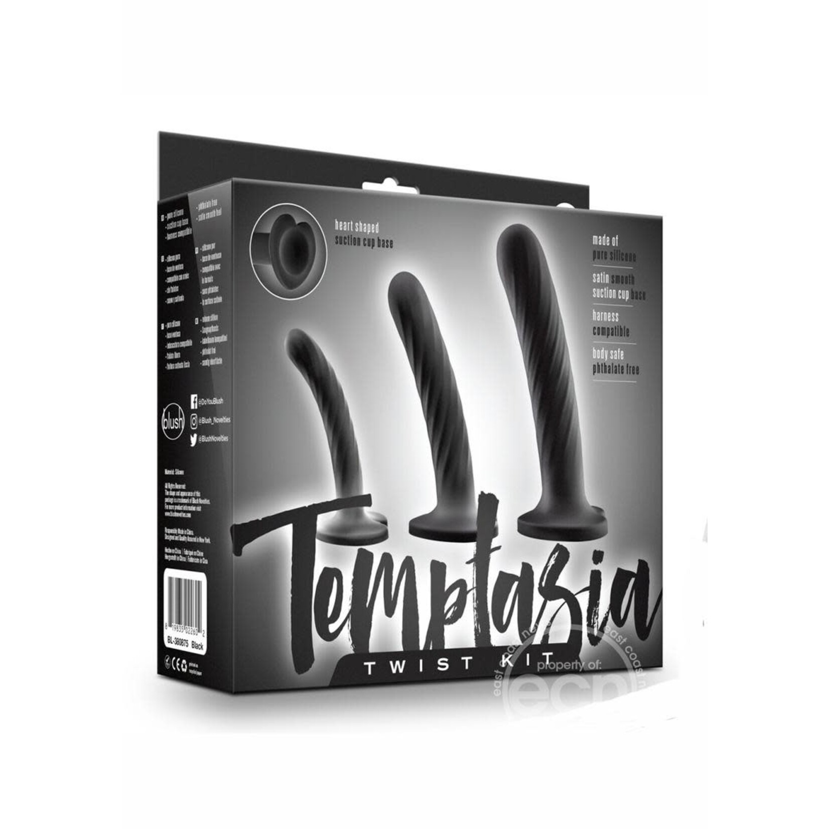 Temptasia Twist Silicone Dildo Kit (Set of 3) - Black