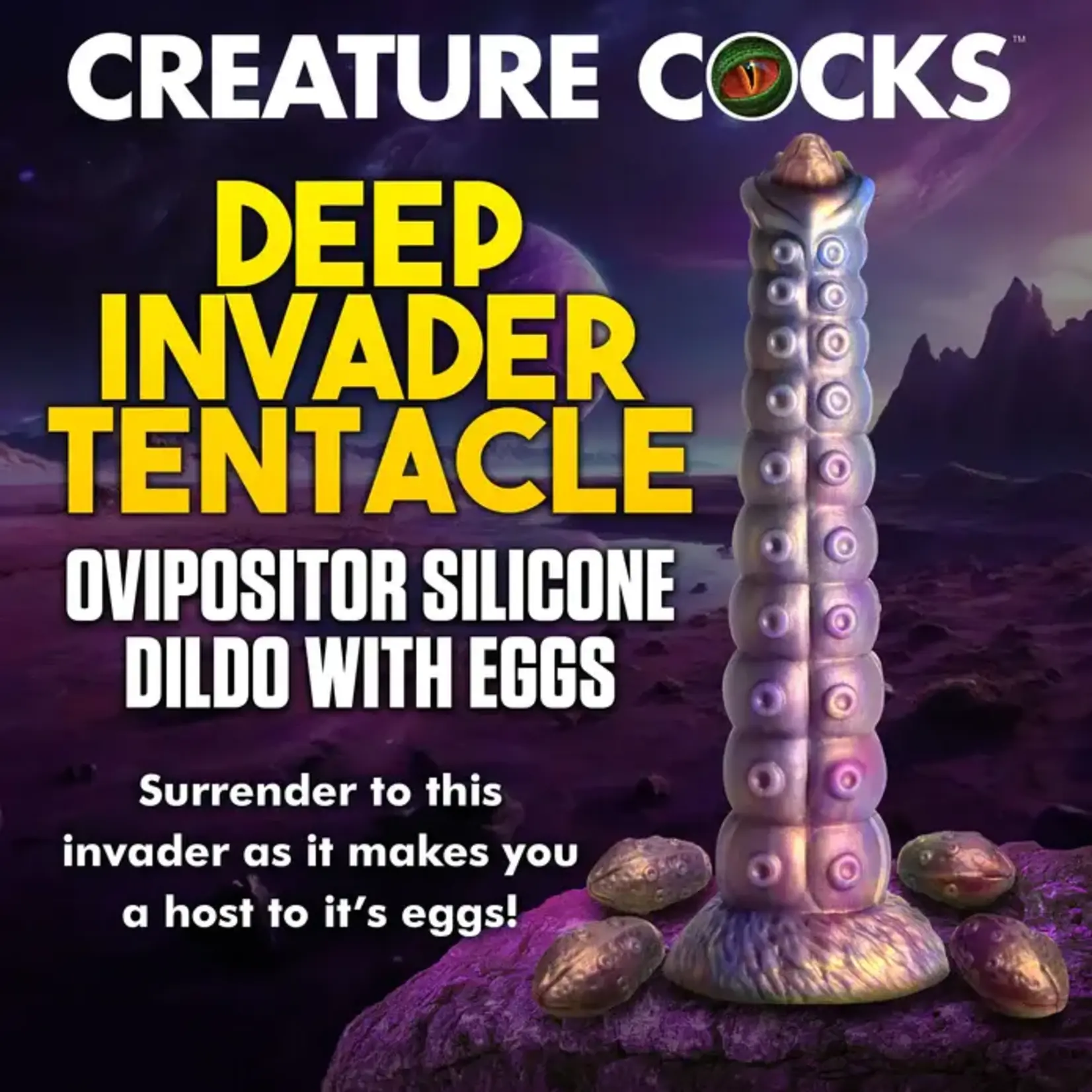 Creature Cocks Deep Invader Tentacle Ovipositor Silicone Dildo - Multicolor