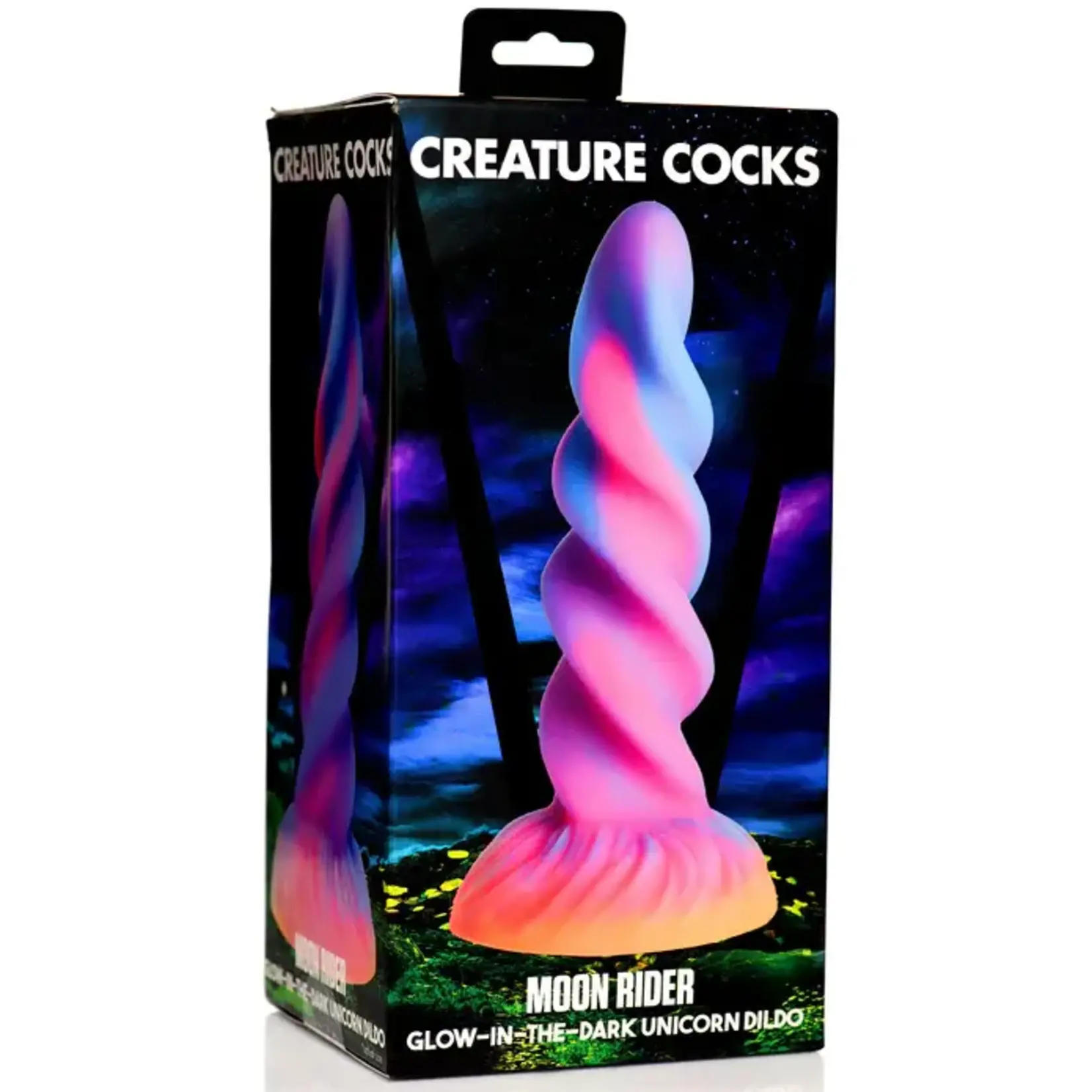 Creature Cocks Moon Rider Glow in the Dark Unicorn Silicone Dildo - Multicolor