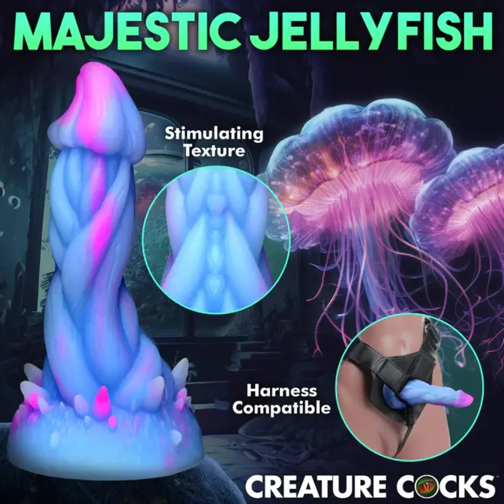 Creature Cocks Nomura Jellyfish Silicone Dildo - Blue/Pink