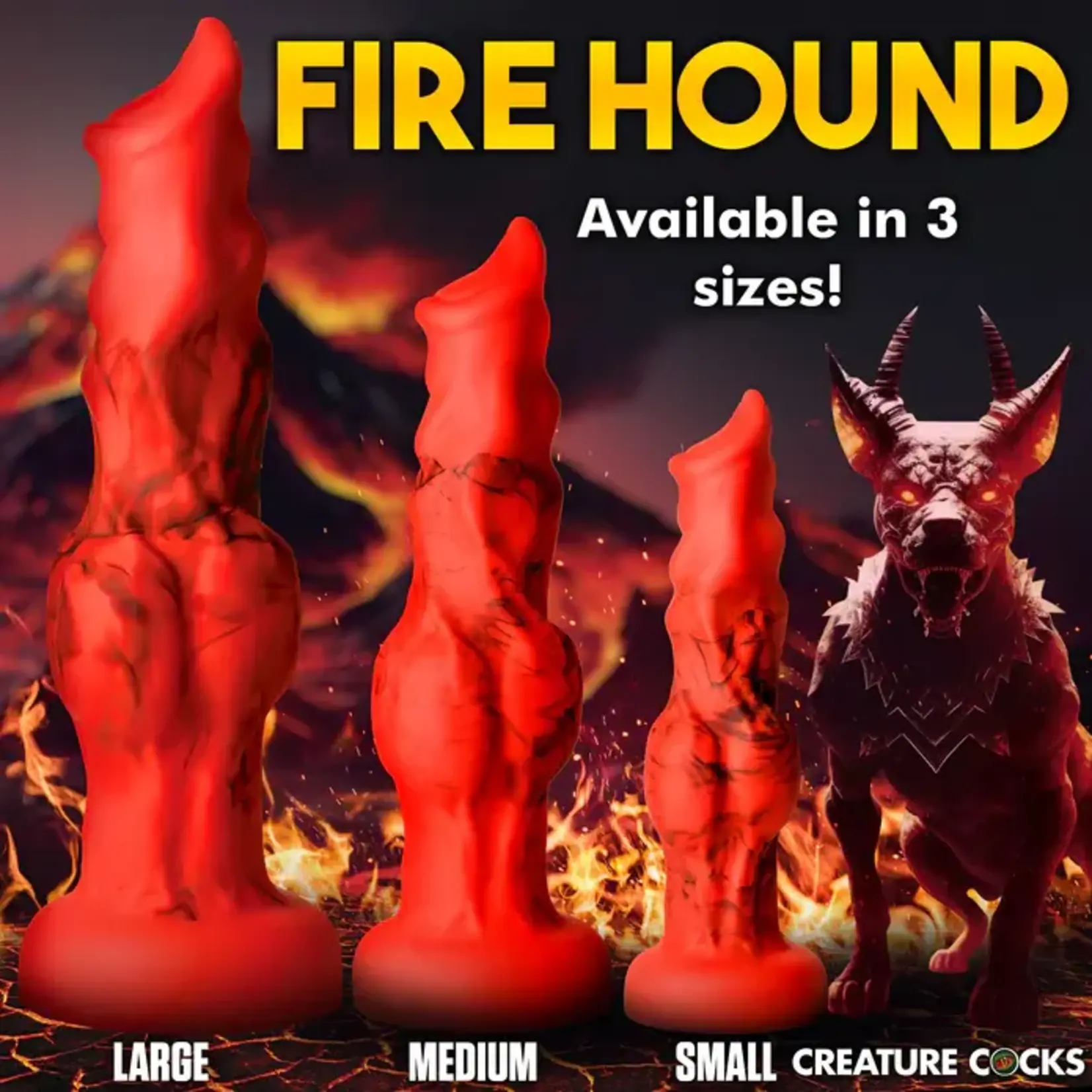 Creature Cocks Fire Hound Silicone Dildo - Medium - Red/Black