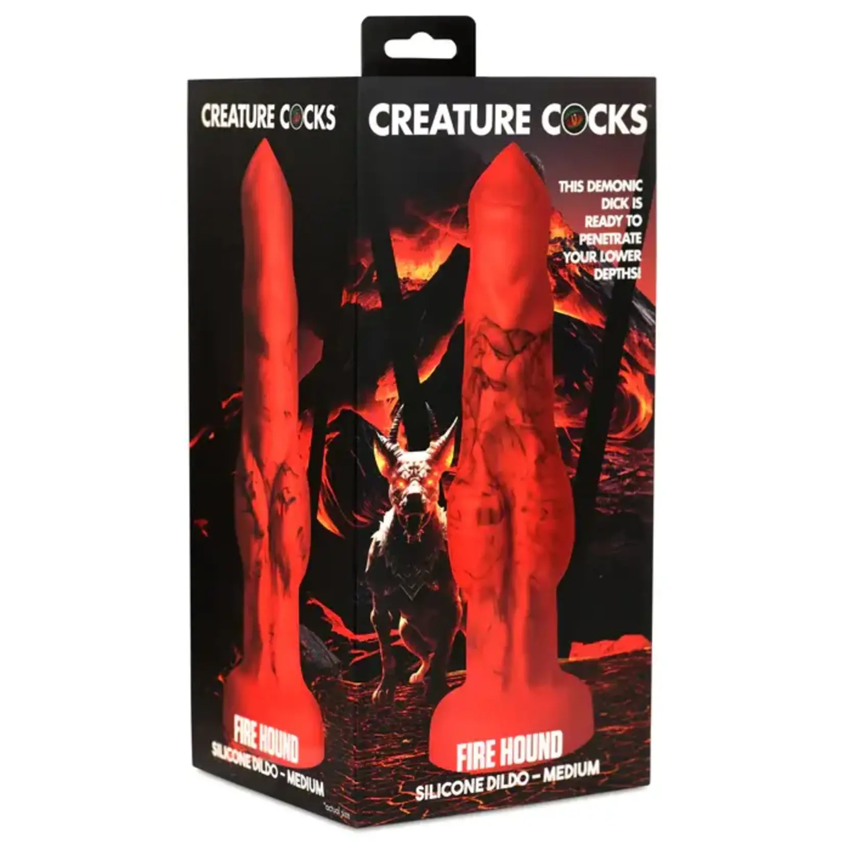 Creature Cocks Fire Hound Silicone Dildo - Medium - Red/Black