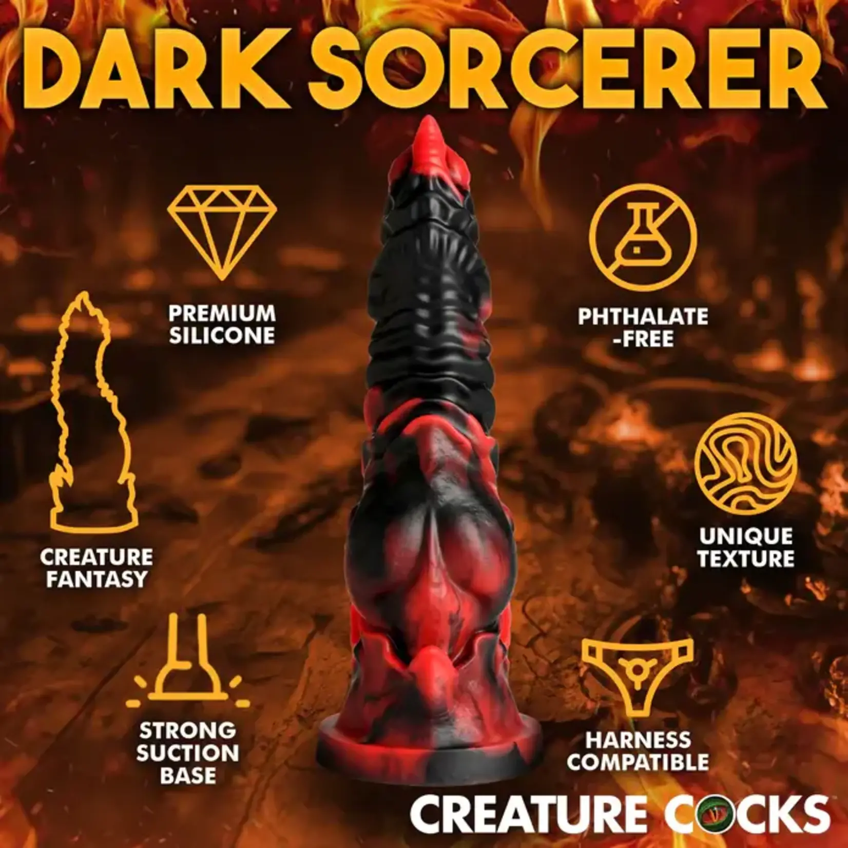Creature Cocks Mephisto Silicone Dildo - Red/Black