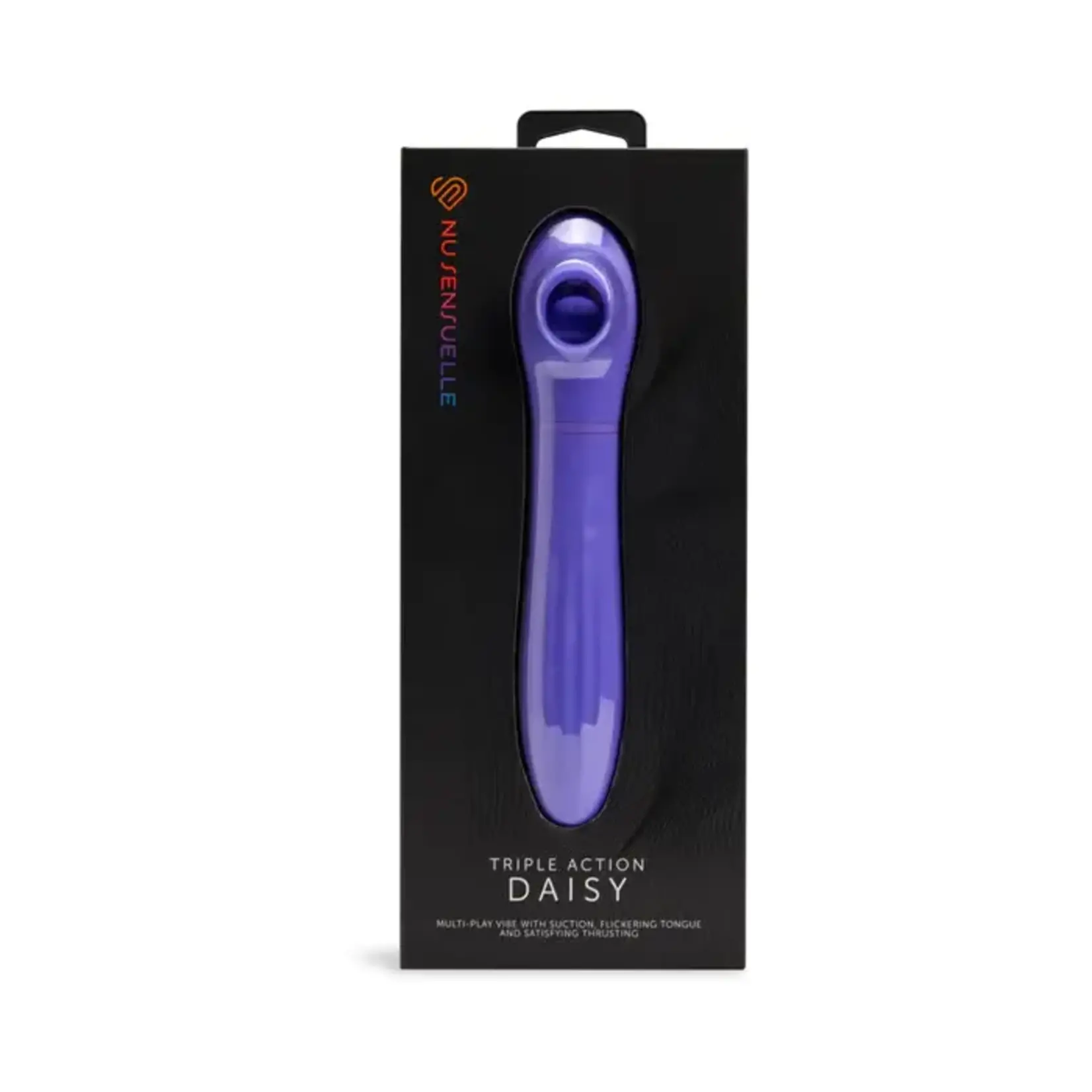 Nu Sensuelle Daisy Rechargeable Silicone Triple Action Thrusting Tongue Suction Vibrator - Ultra Violet
