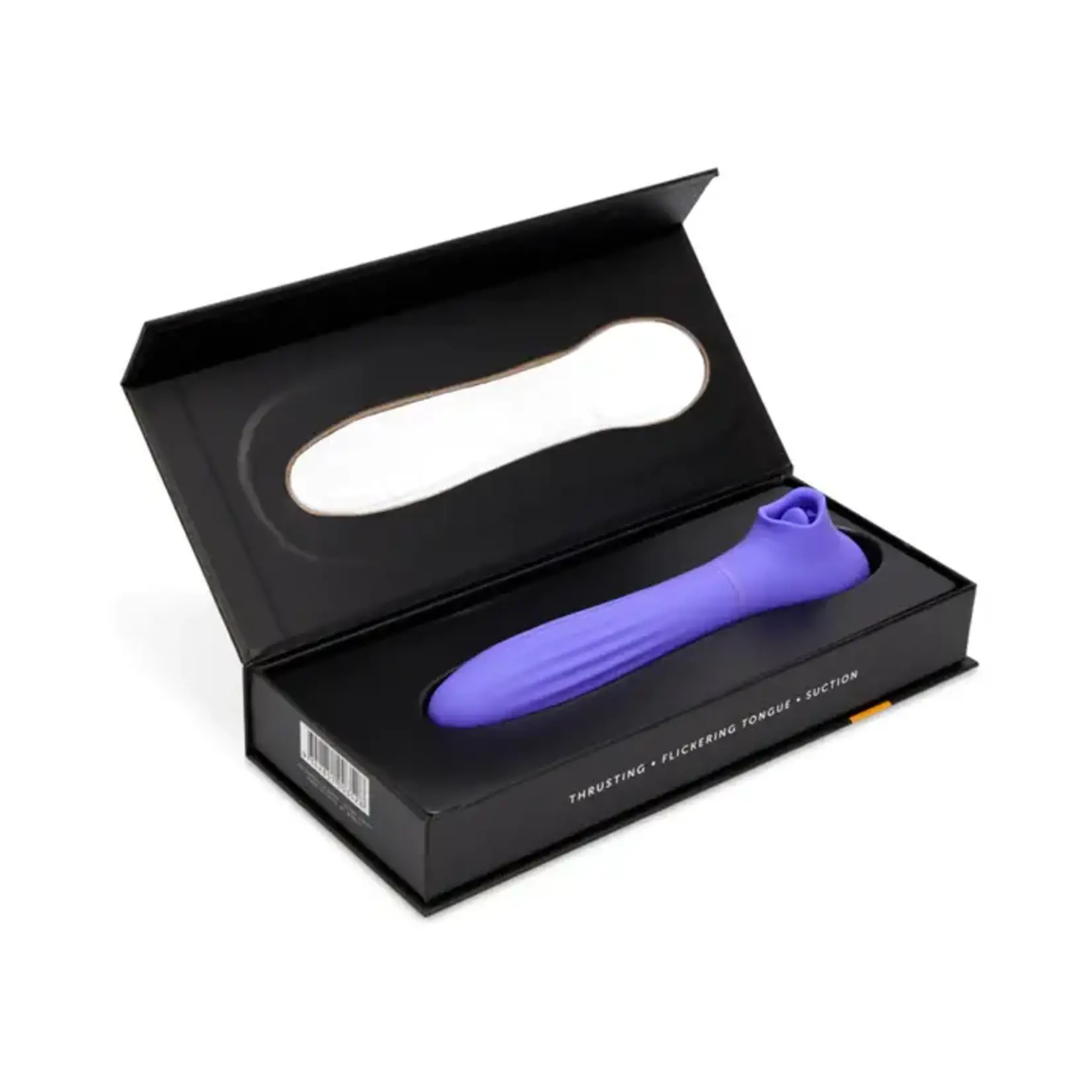 Nu Sensuelle Daisy Rechargeable Silicone Triple Action Thrusting Tongue Suction Vibrator - Ultra Violet