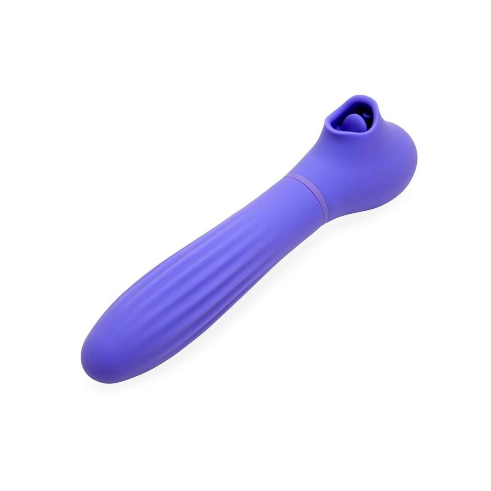 Nu Sensuelle Daisy Rechargeable Silicone Triple Action Thrusting Tongue Suction Vibrator - Ultra Violet