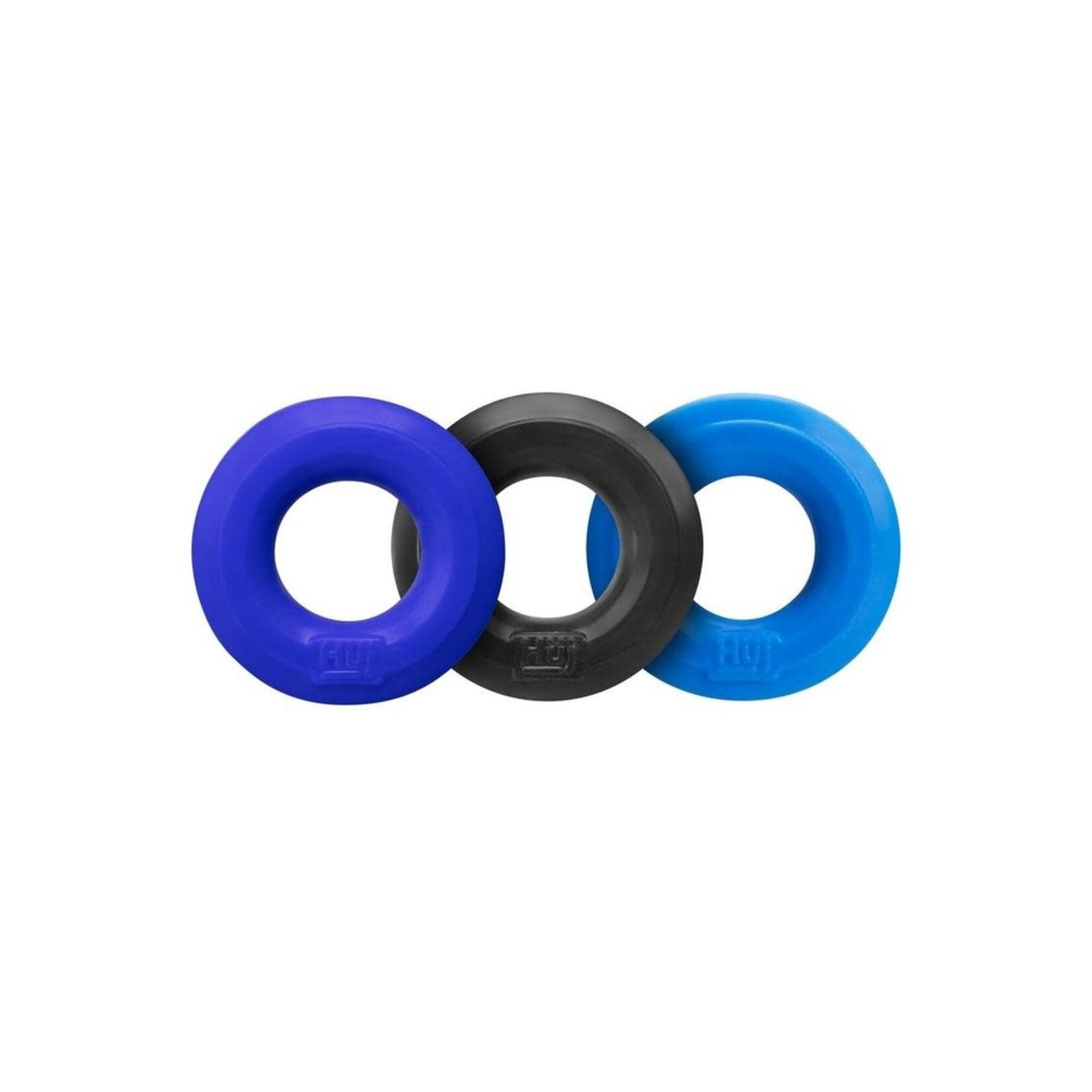 Hunkyjunk HUJ3 Silicone C-Rings (3 Pack) - Blue/Black/Teal