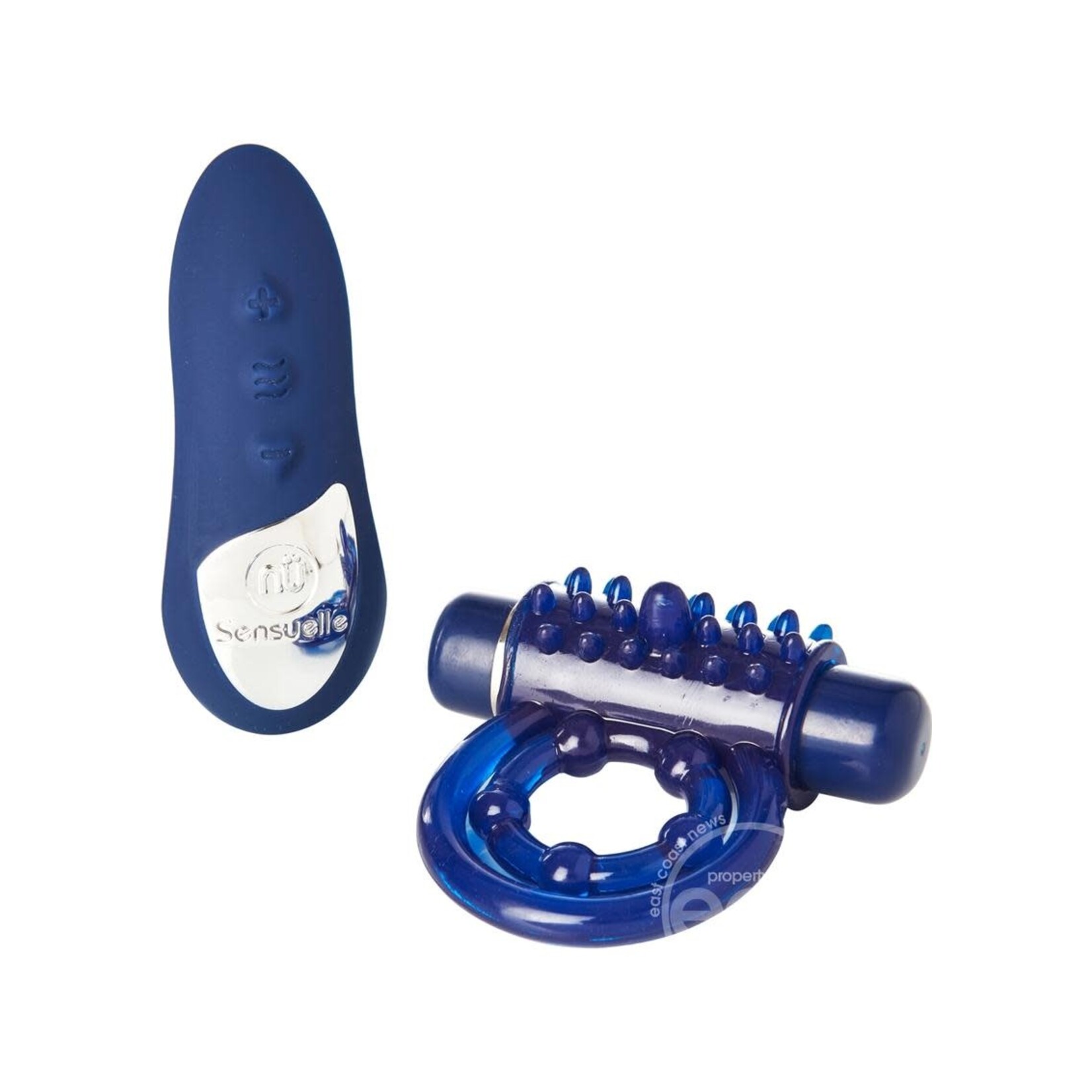 Nu Sensuelle Remote Control Bullet Ring Rechargeable Vibrating Cock Ring - Blue