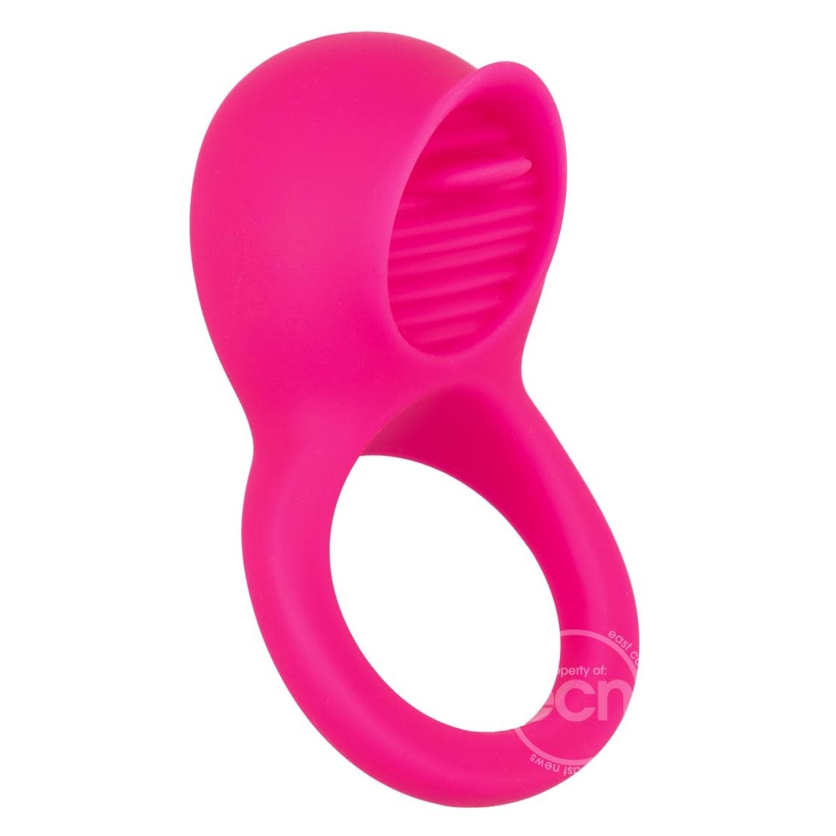 Silicone Vibrating Teasing Tongue Enhancer Cock Ring - Pink