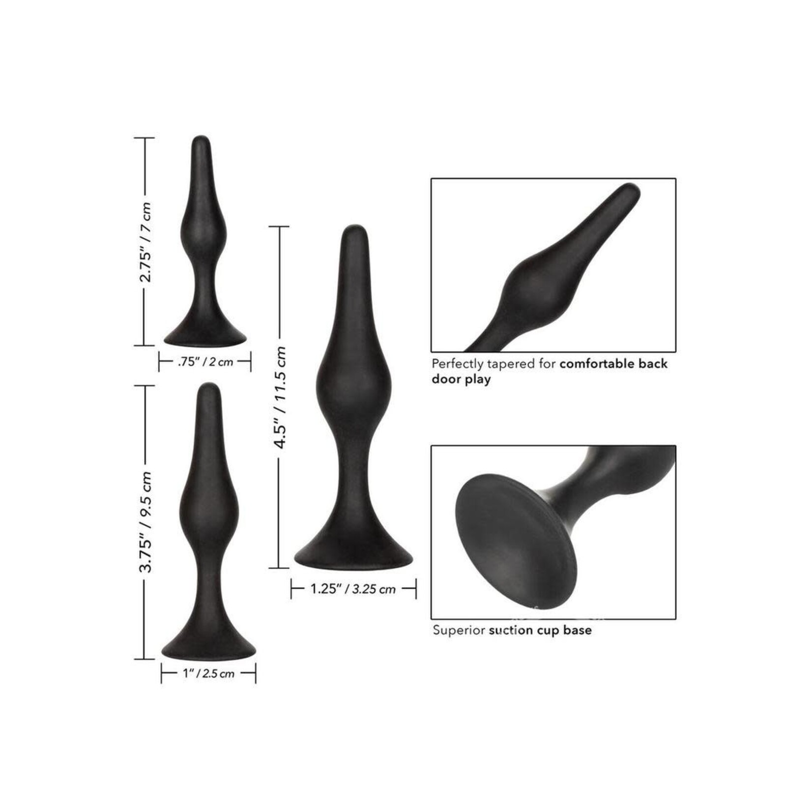 Silicone Anal Starter Kit (3 Per Set) - Black