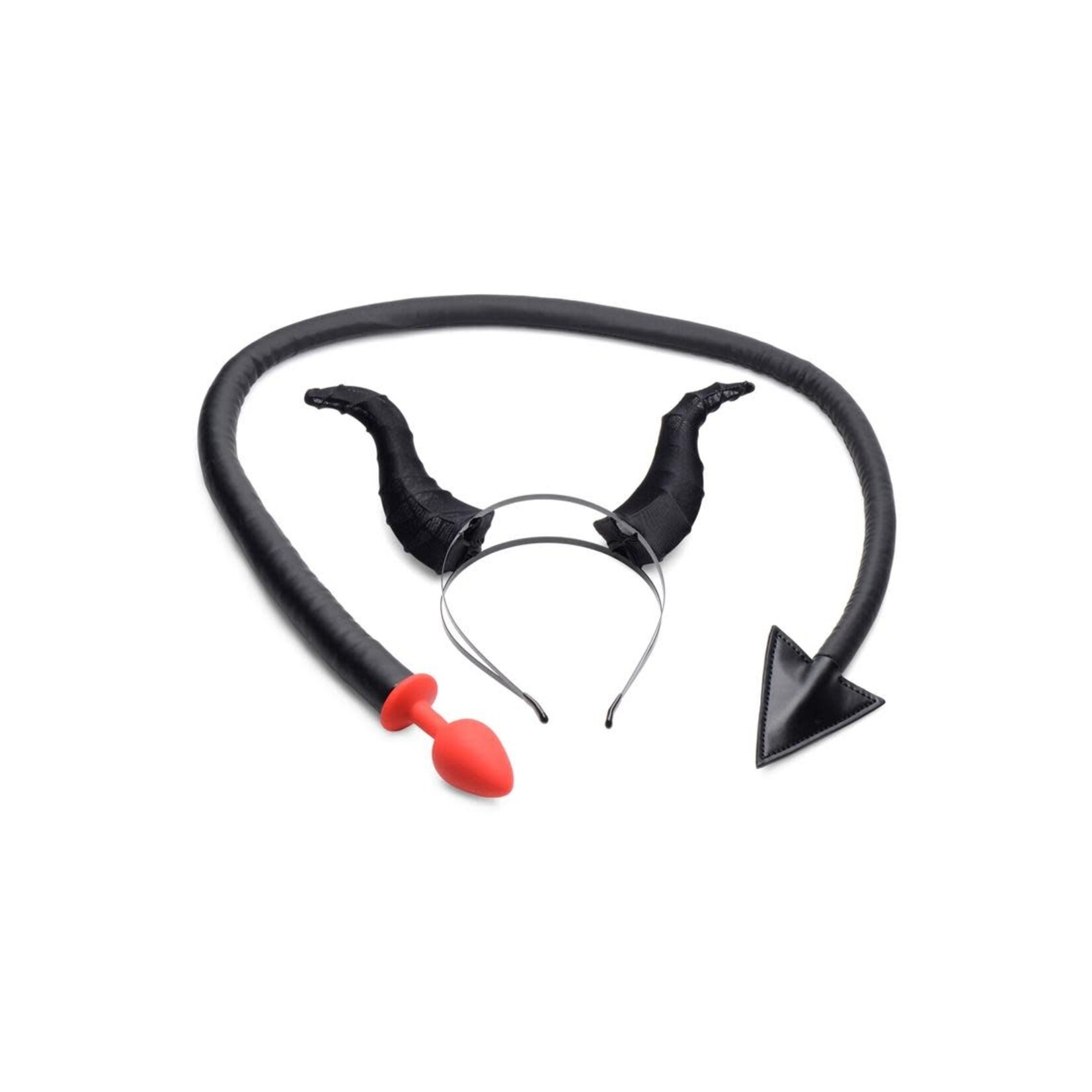 Tailz Devil Tail Anal Plug And Horns Set 2pc - Black