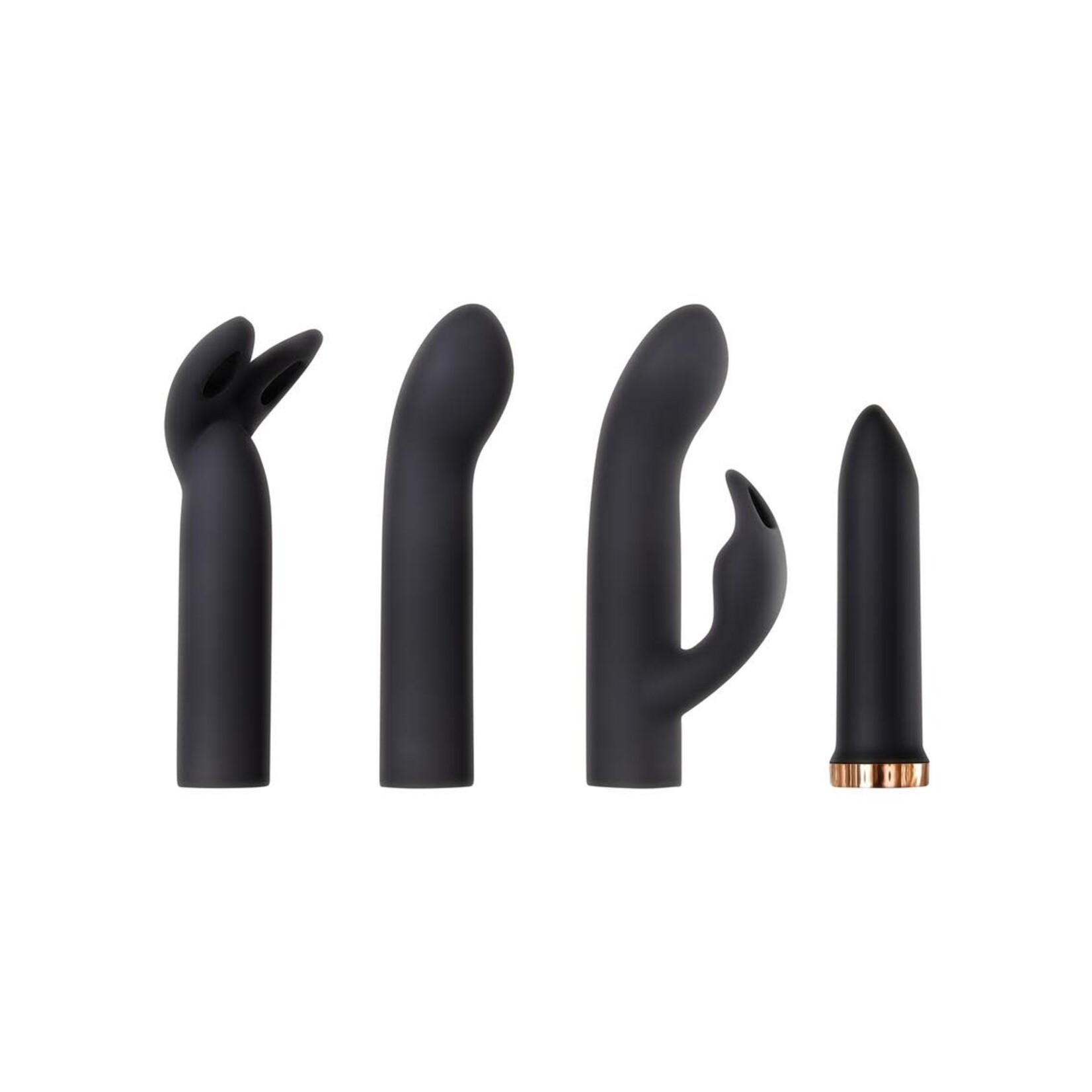 Four Play Rechargeable Bullet With 3 Silicone Sleeves Kit - Black