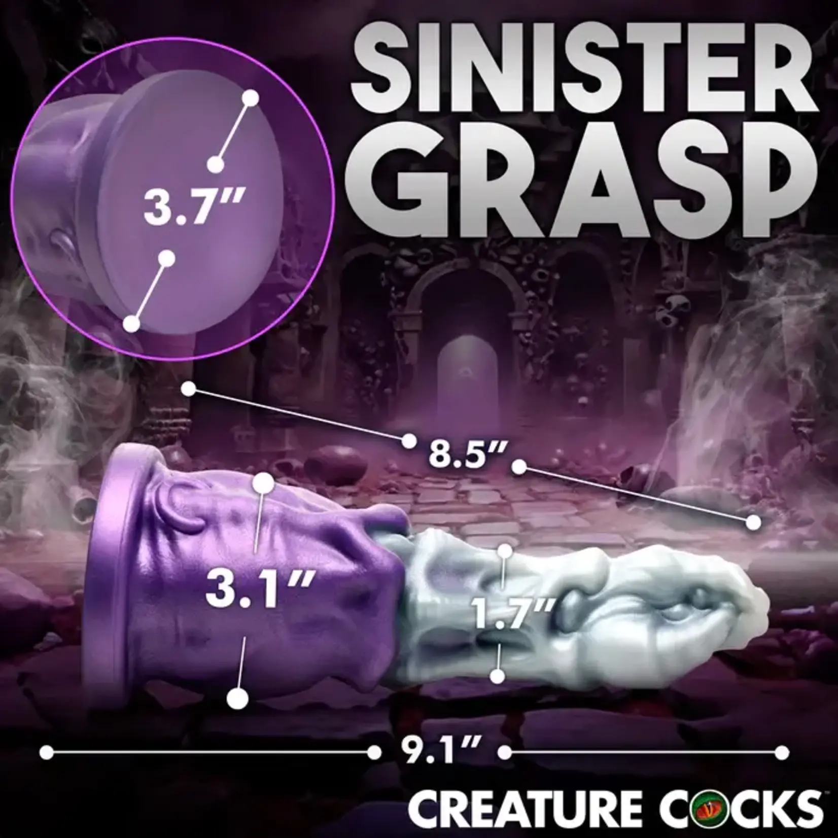 Creature Cocks Grim Reaper Silicone Dildo - Purple/Silver