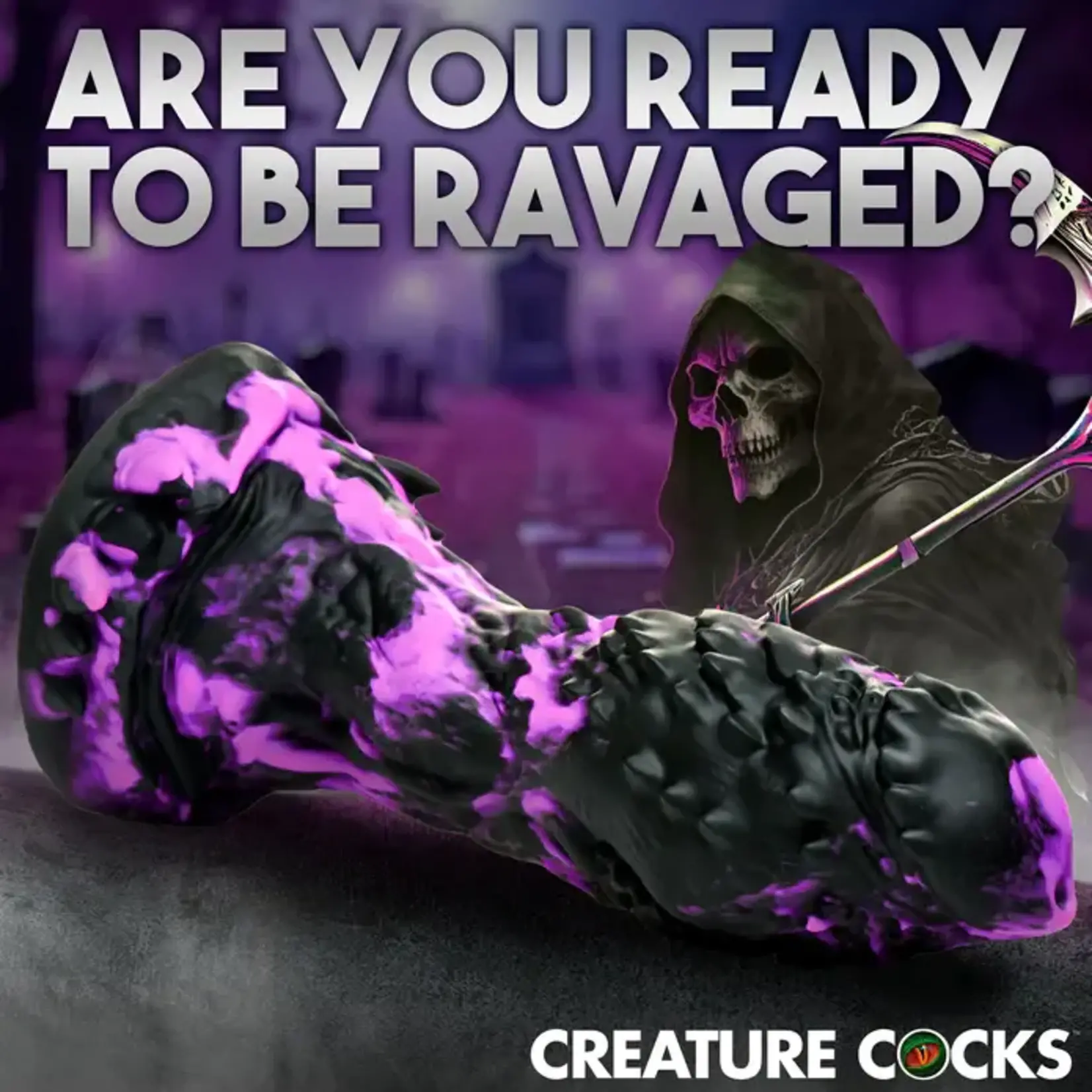 Creature Cocks Grim Silicone Dildo - Purple/Black