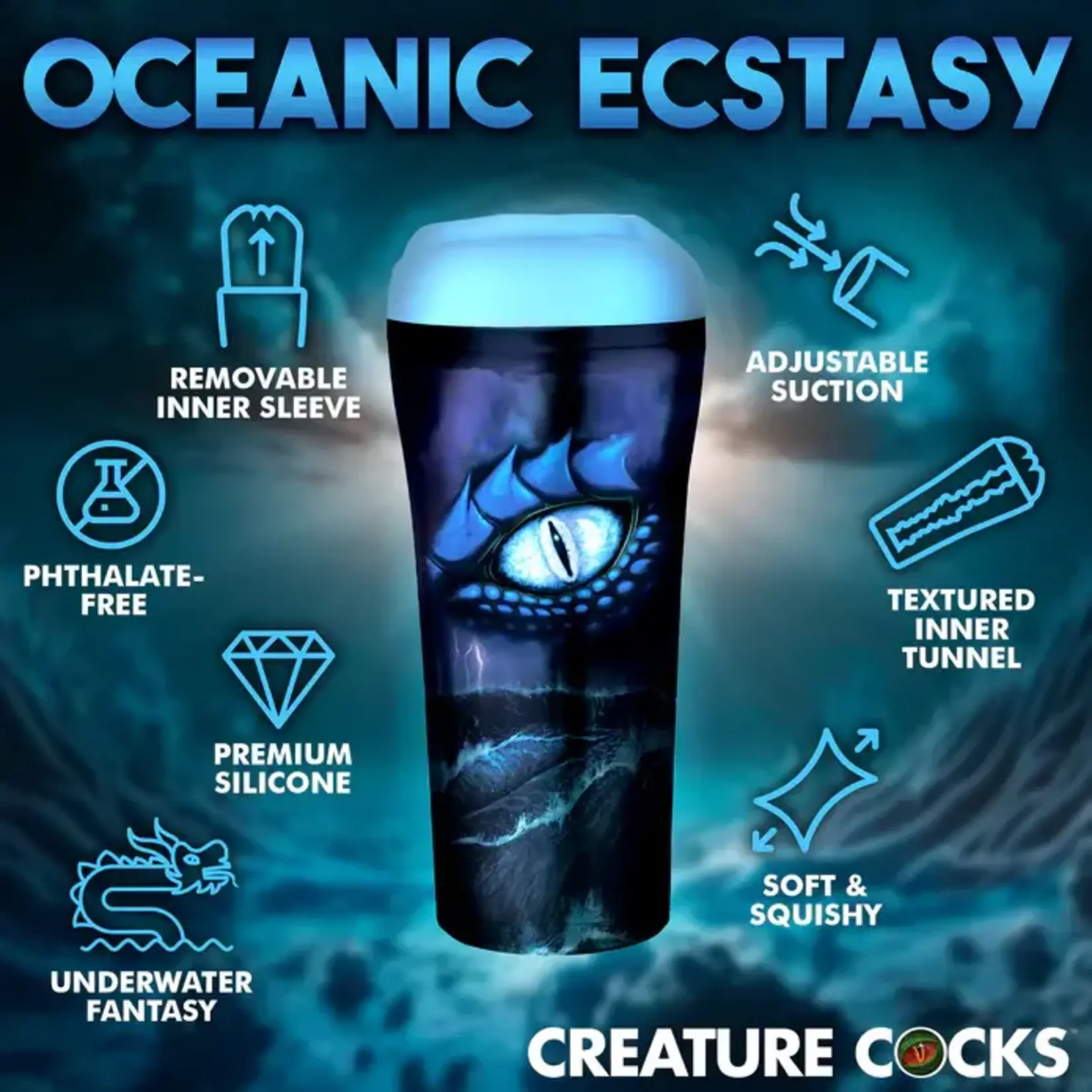 Creature Cocks Pussidon Sea Monster Stroker - Blue/Black