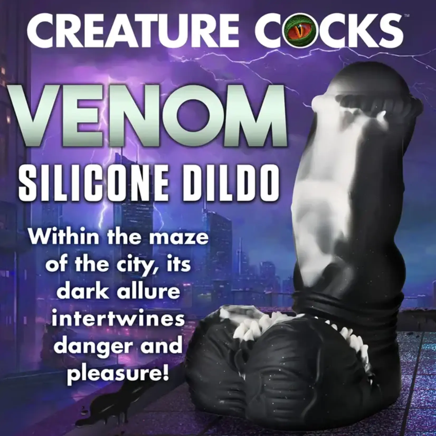 Creature Cocks Venom Silicone Dildo - Black/White