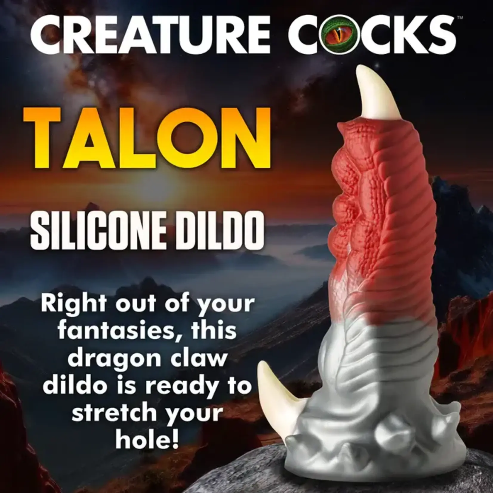 Creature Cocks Talon Silicone Dildo - Red/Silver/White