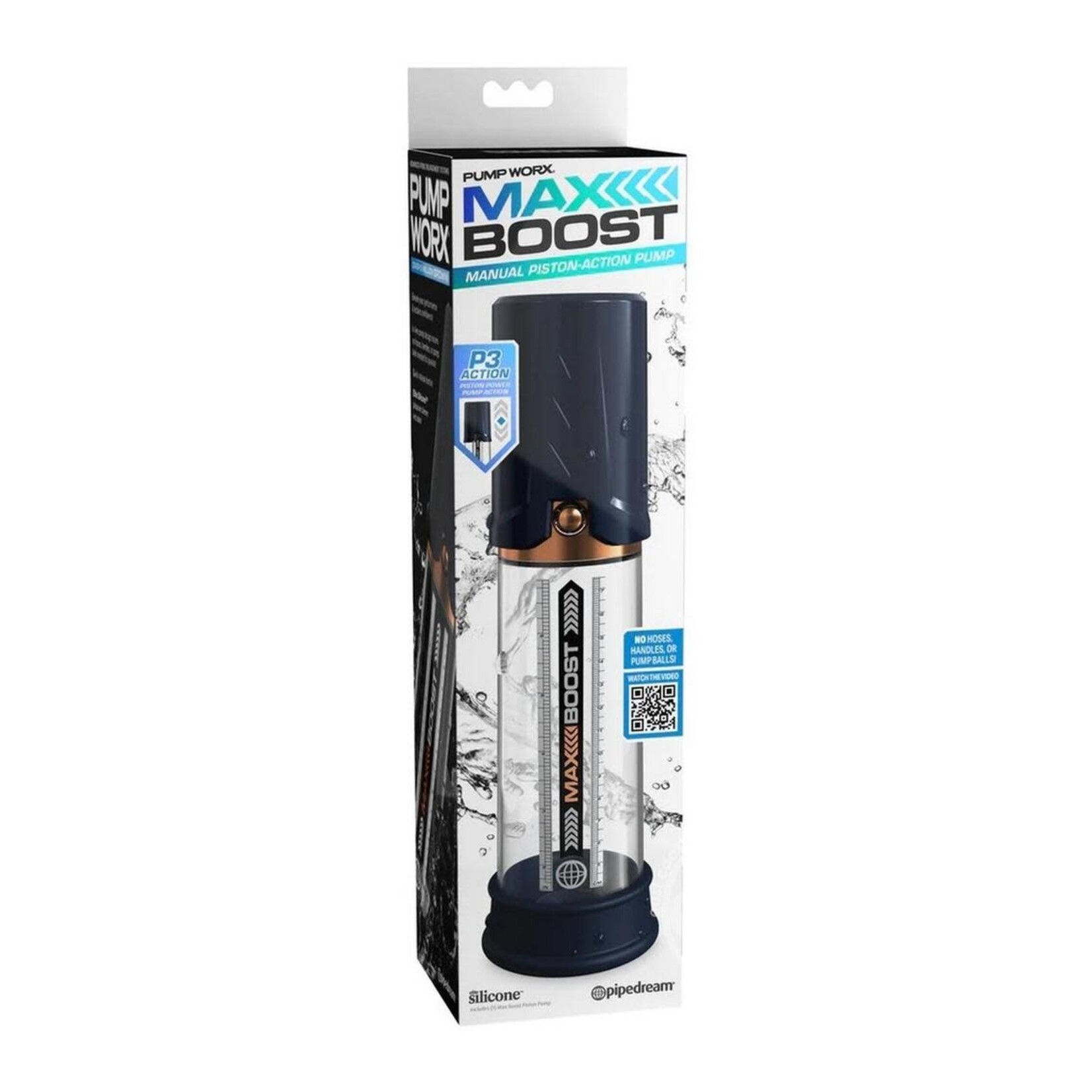Pump Worx Max Boost Penis Pump - Blue/Clear