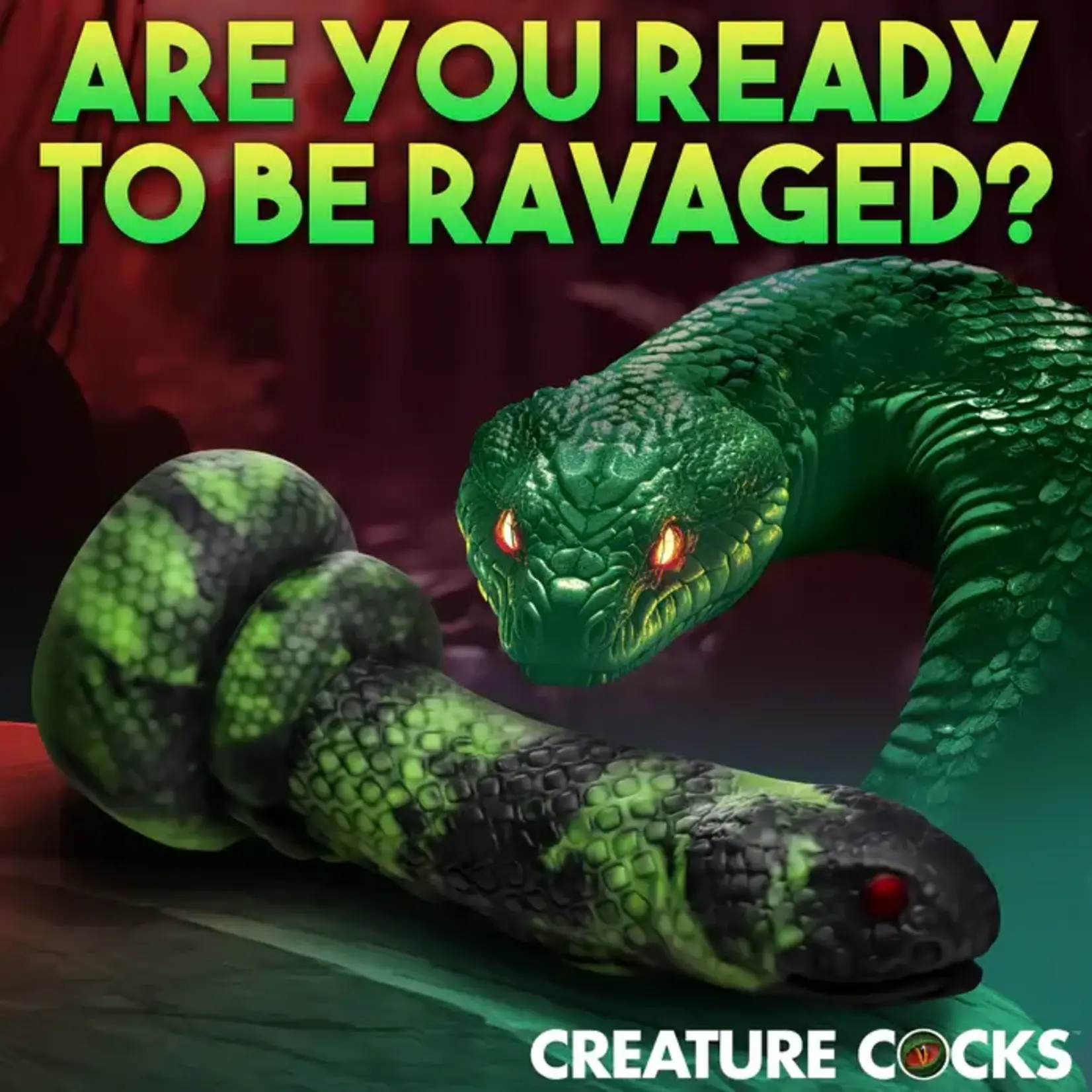 Creature Cocks Python Silicone Dildo - Green/Black/Red