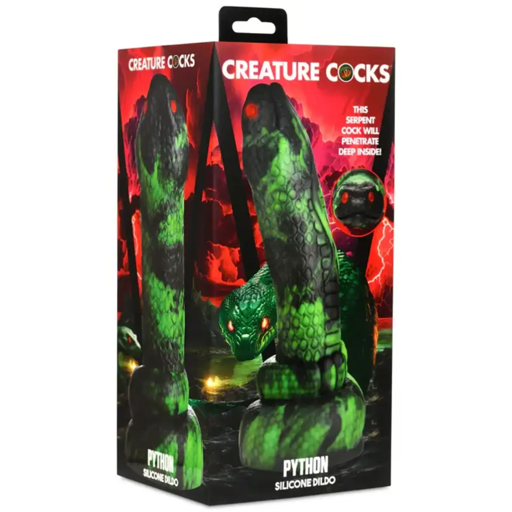 Creature Cocks Python Silicone Dildo - Green/Black/Red