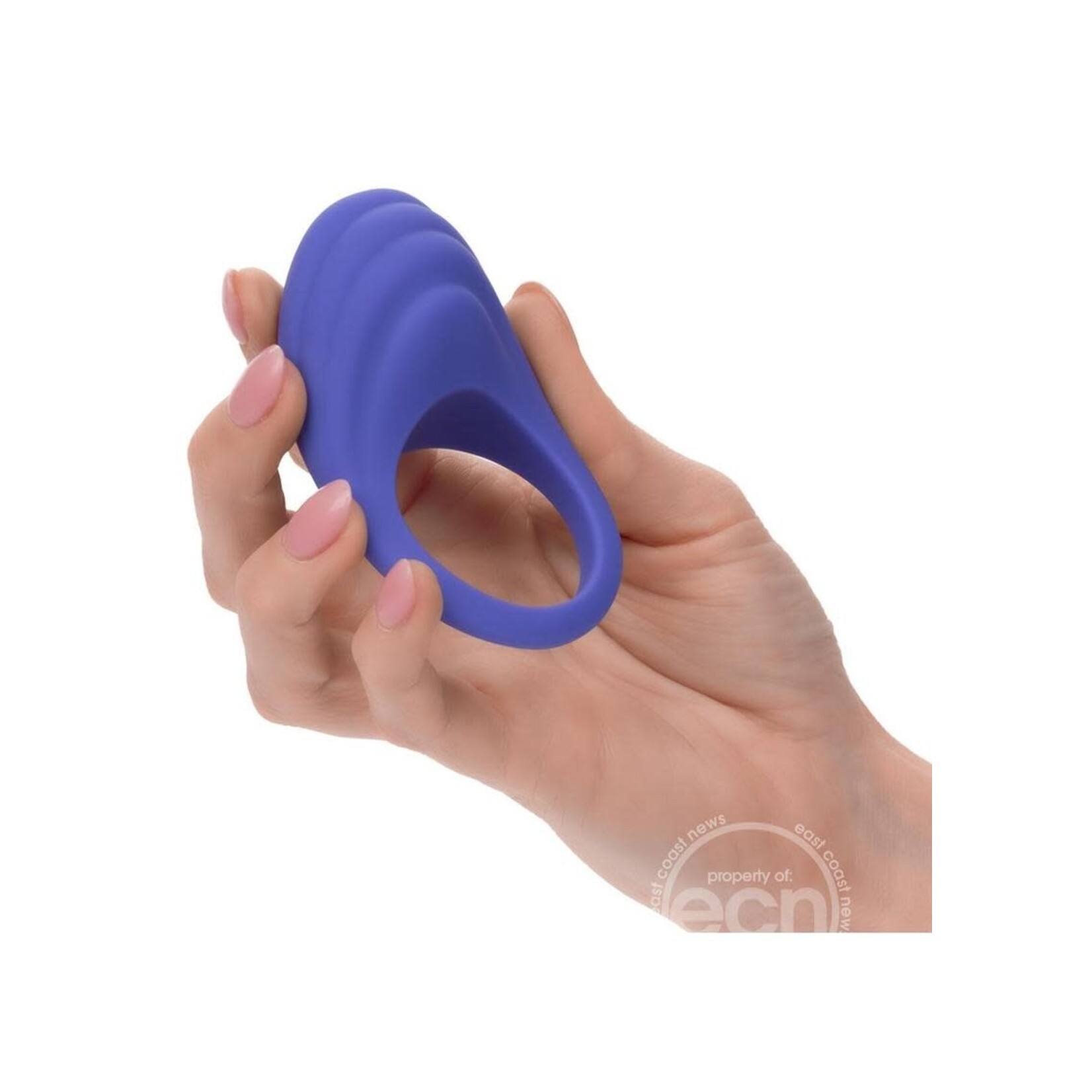 CalExotics Connect Couples Ring Rechargeable Silicone App Compatible Cock Ring with Remote - Purple