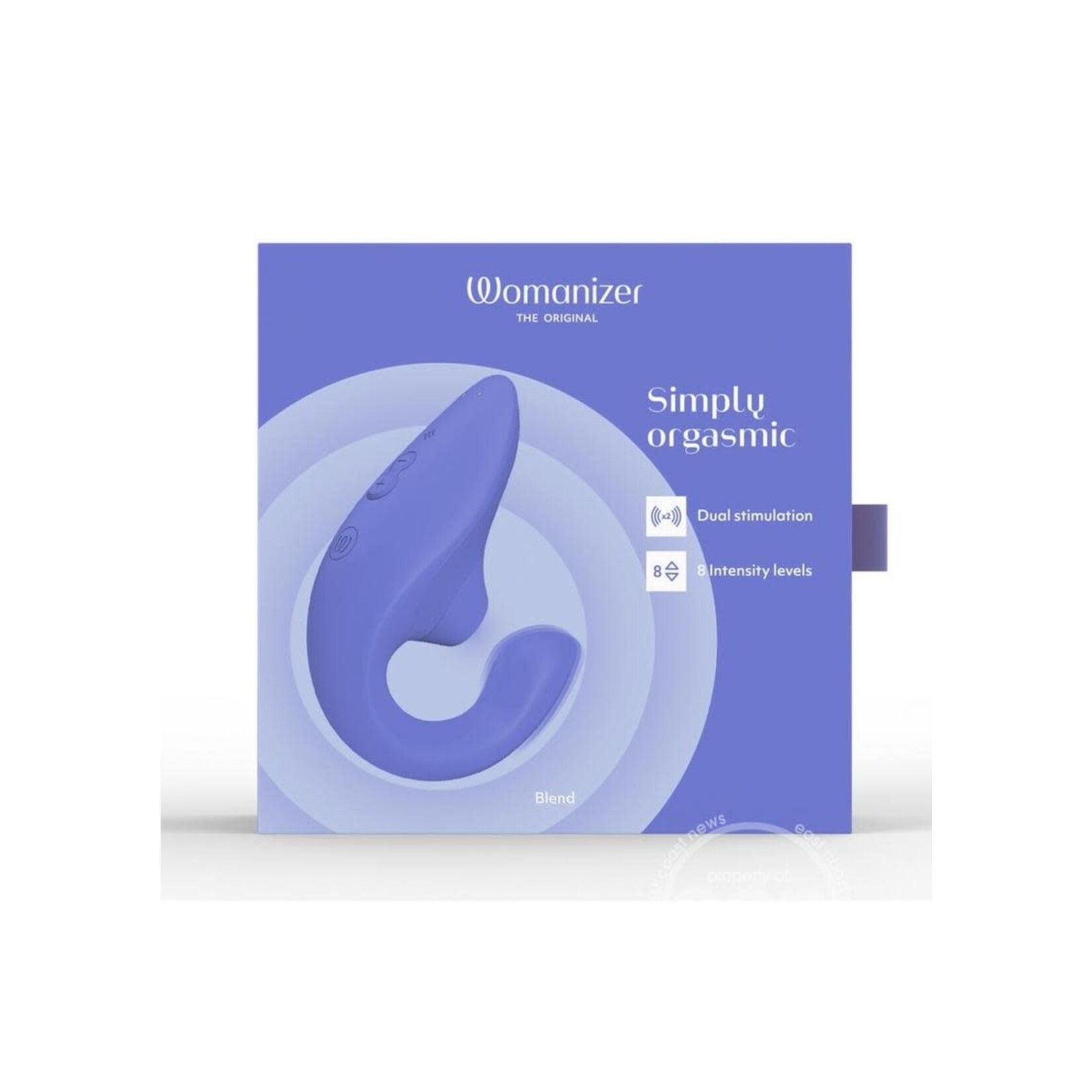 Womanizer Blend Rechargeable Silicone Vibrator with Clitoral Stimulator - Vibrant Blue