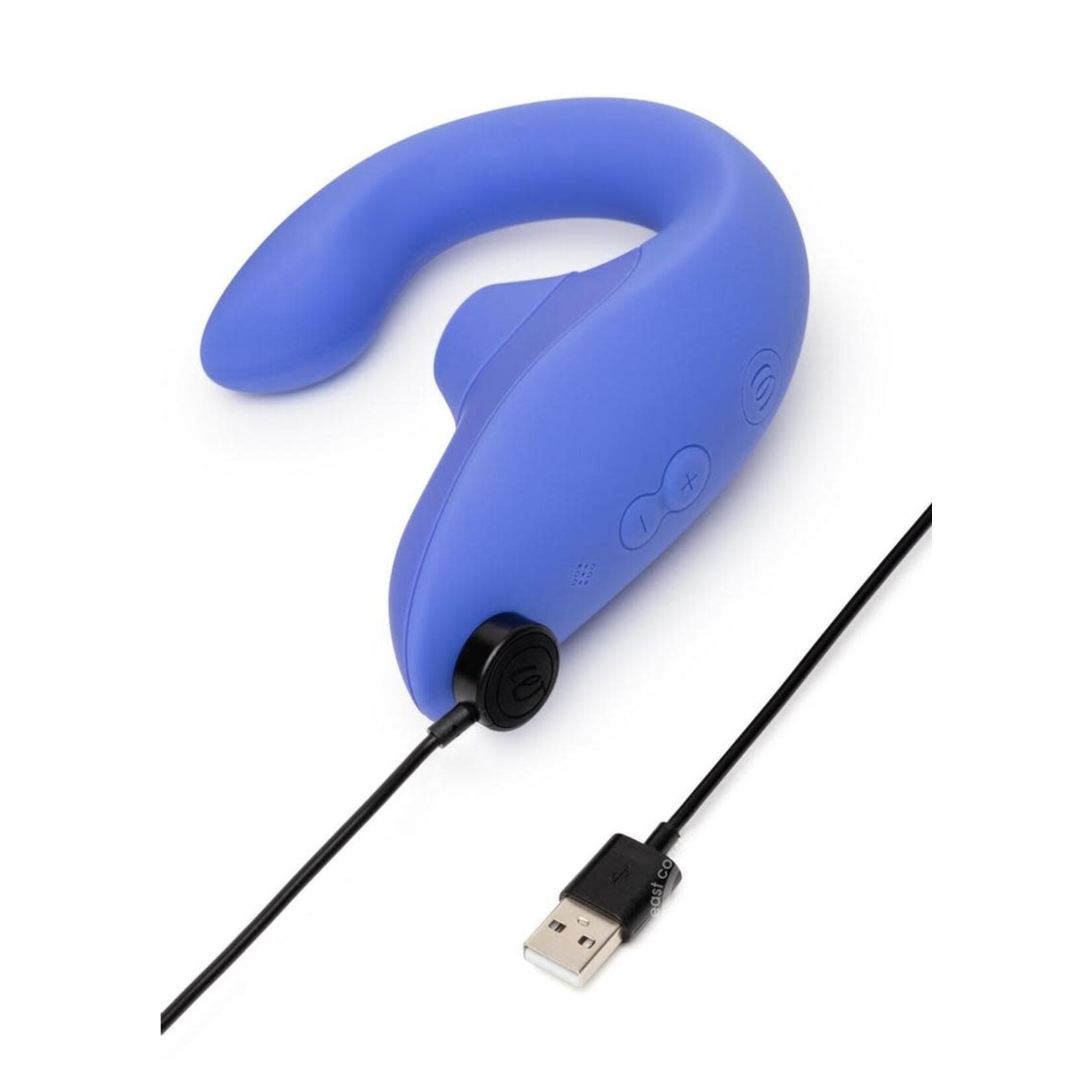 Womanizer Blend Rechargeable Silicone Vibrator with Clitoral Stimulator - Vibrant Blue
