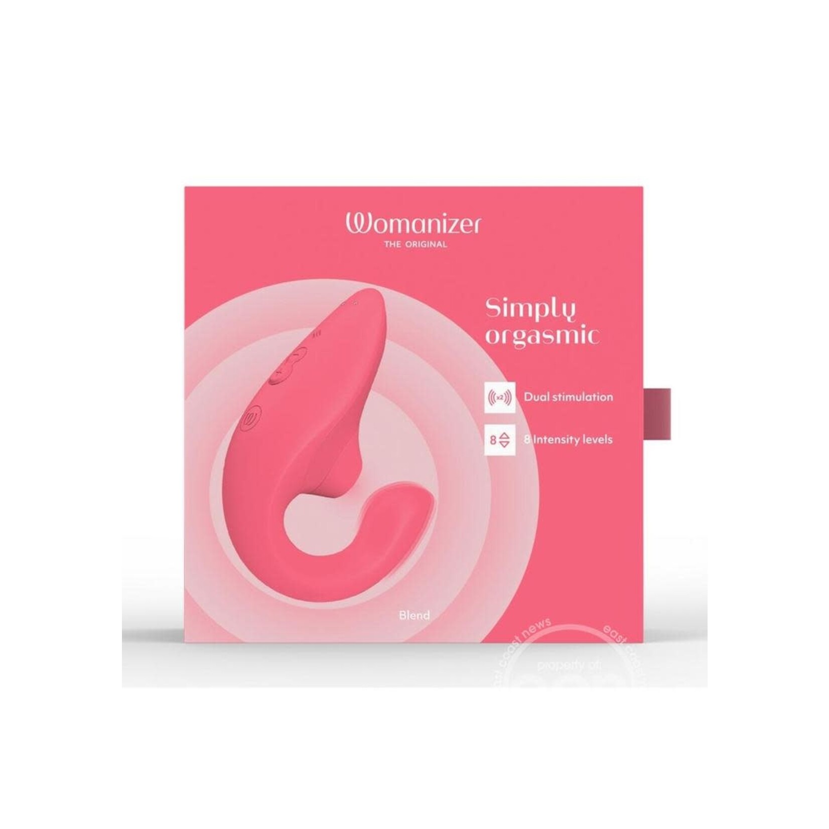 Womanizer Blend Rechargeable Silicone Vibrator with Clitoral Stimulator - Vibrant Rose