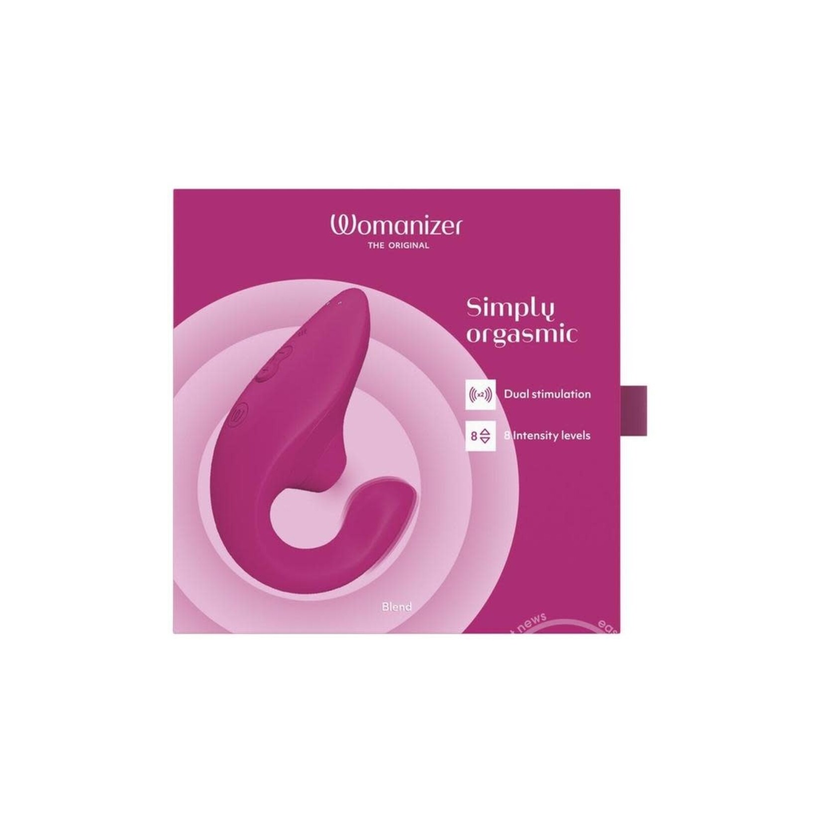 Womanizer Blend Rechargeable Silicone Vibrator with Clitoral Stimulator - Vibrant Pink