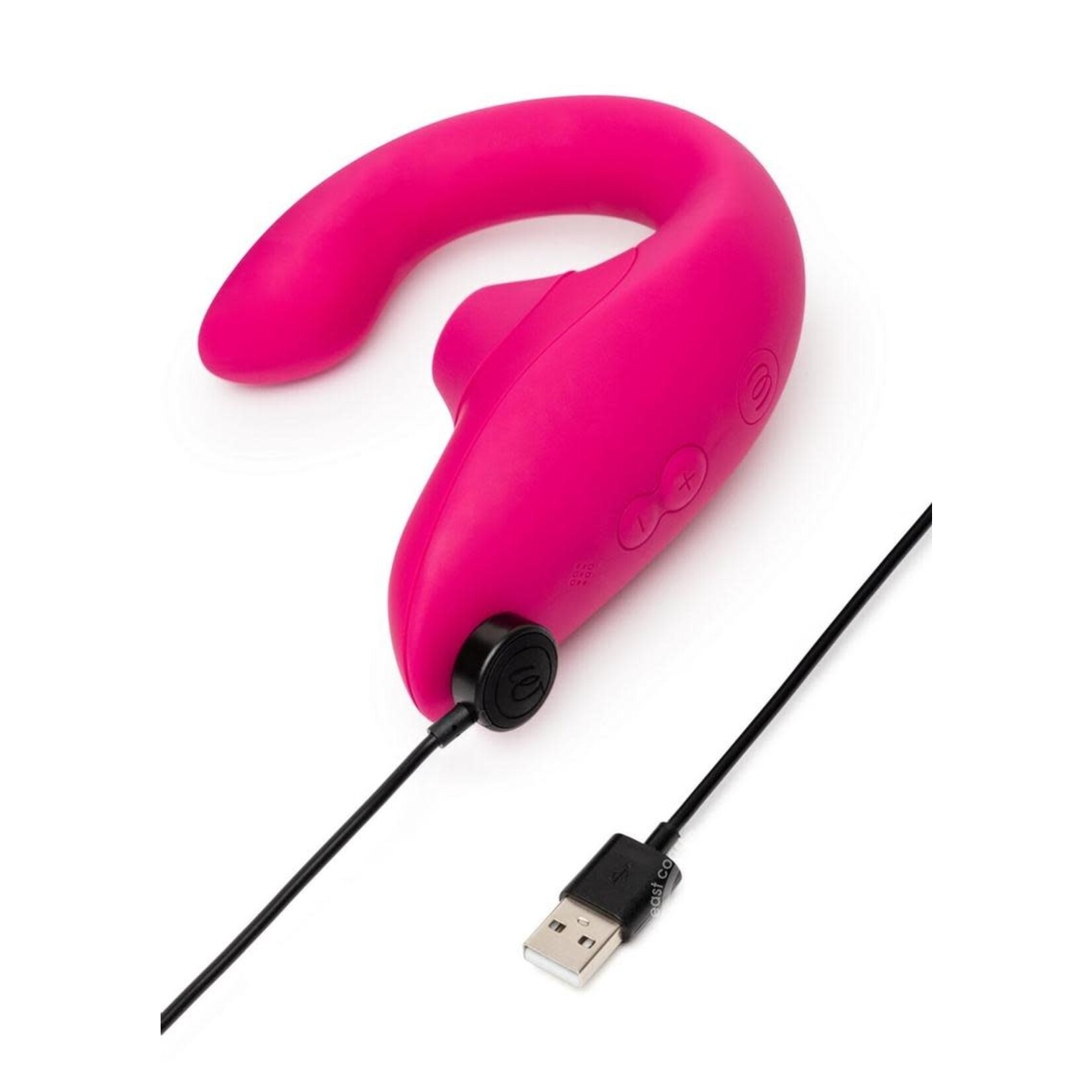 Womanizer Blend Rechargeable Silicone Vibrator with Clitoral Stimulator - Vibrant Pink