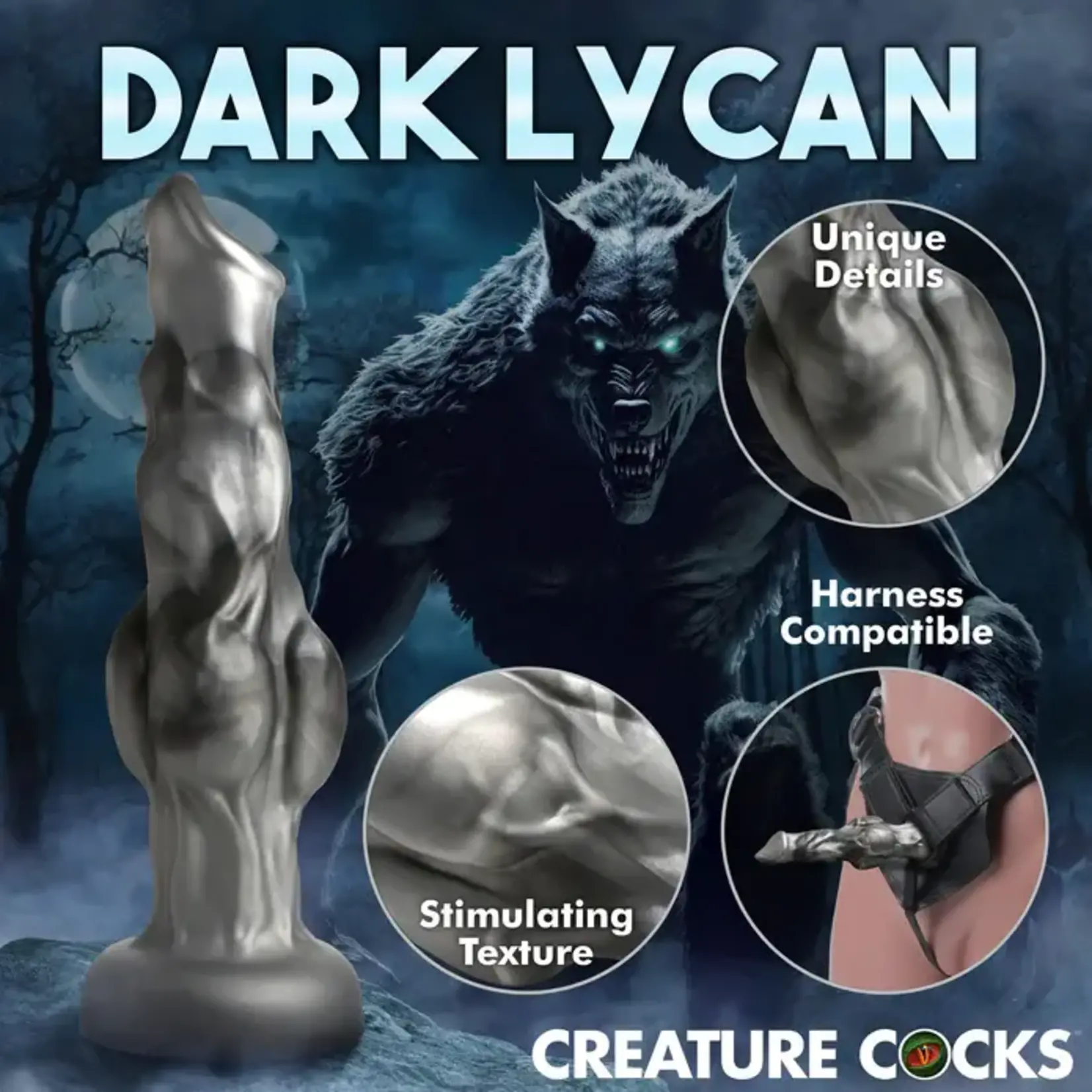Night Prowler Silicone Dildo - Small - Silver/Black