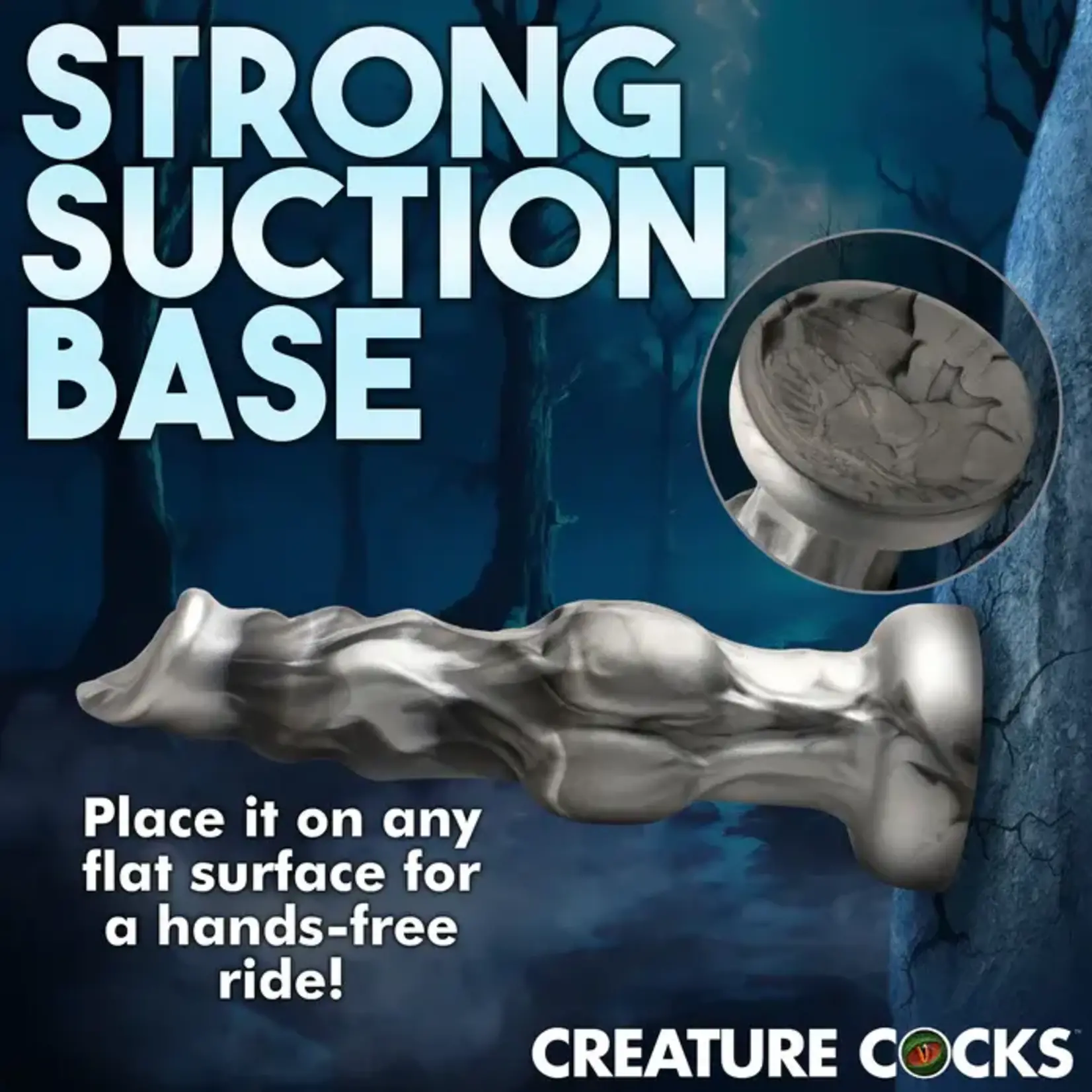 Night Prowler Silicone Dildo - Medium - Silver/Black