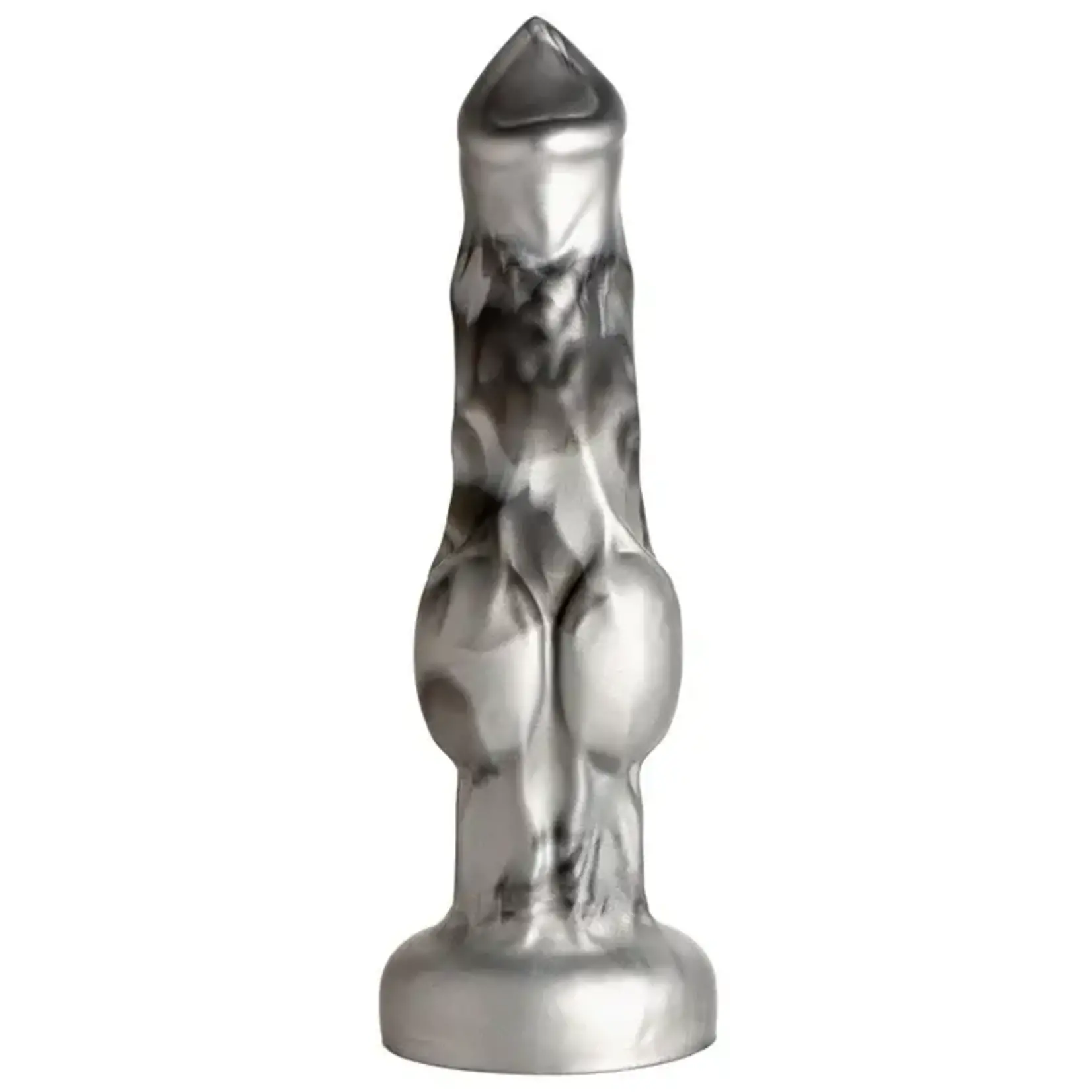 Night Prowler Silicone Dildo - Medium - Silver/Black