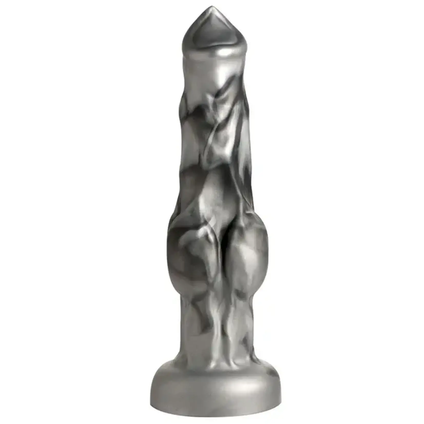Night Prowler Silicone Dildo - Large - Silver/Black