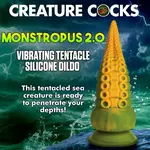 Creature Cocks Monstropus 2.0 Vibrating Tentacle Rechargeable Silicone Dildo - Yellow/Green