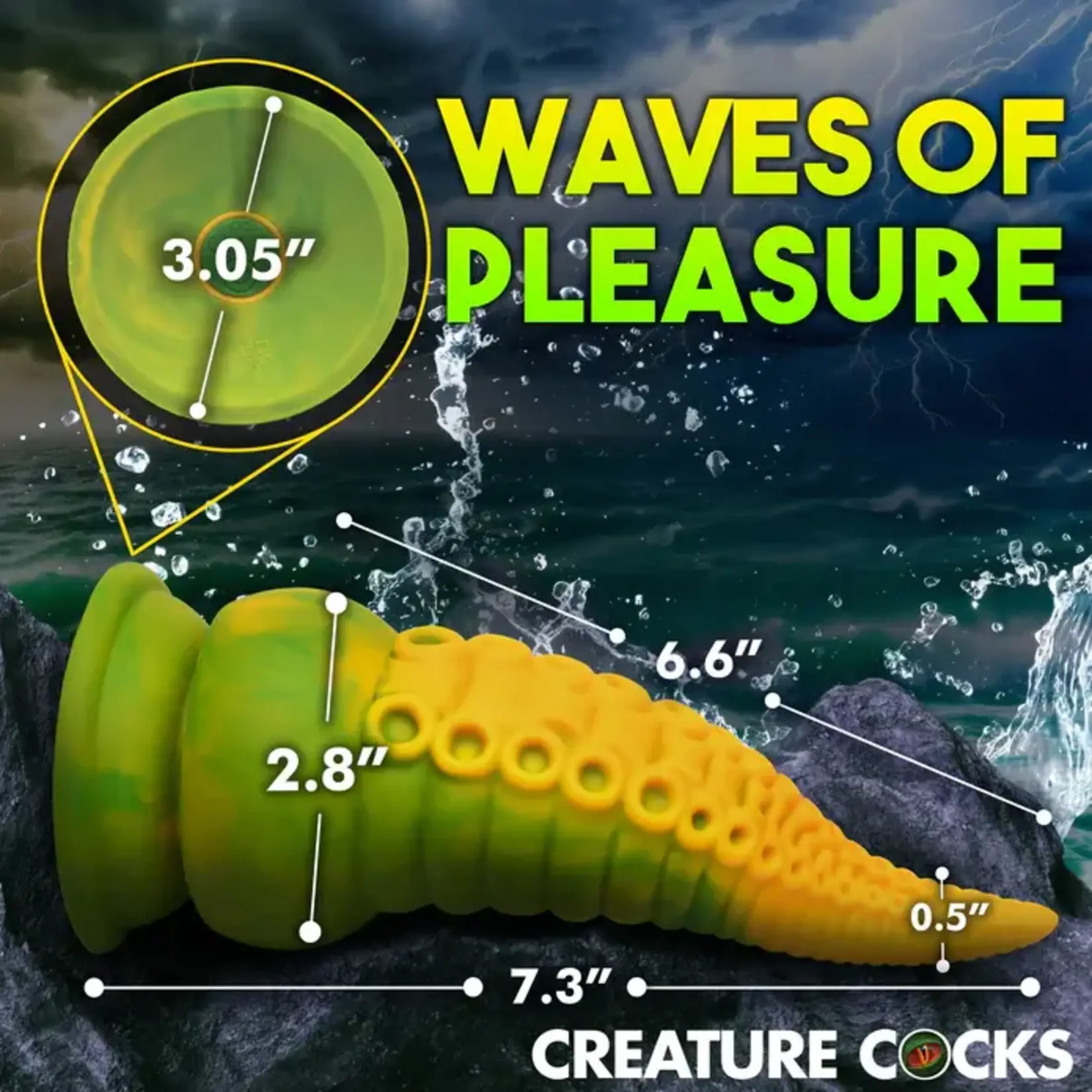 Creature Cocks Monstropus 2.0 Vibrating Tentacle Rechargeable Silicone Dildo - Yellow/Green