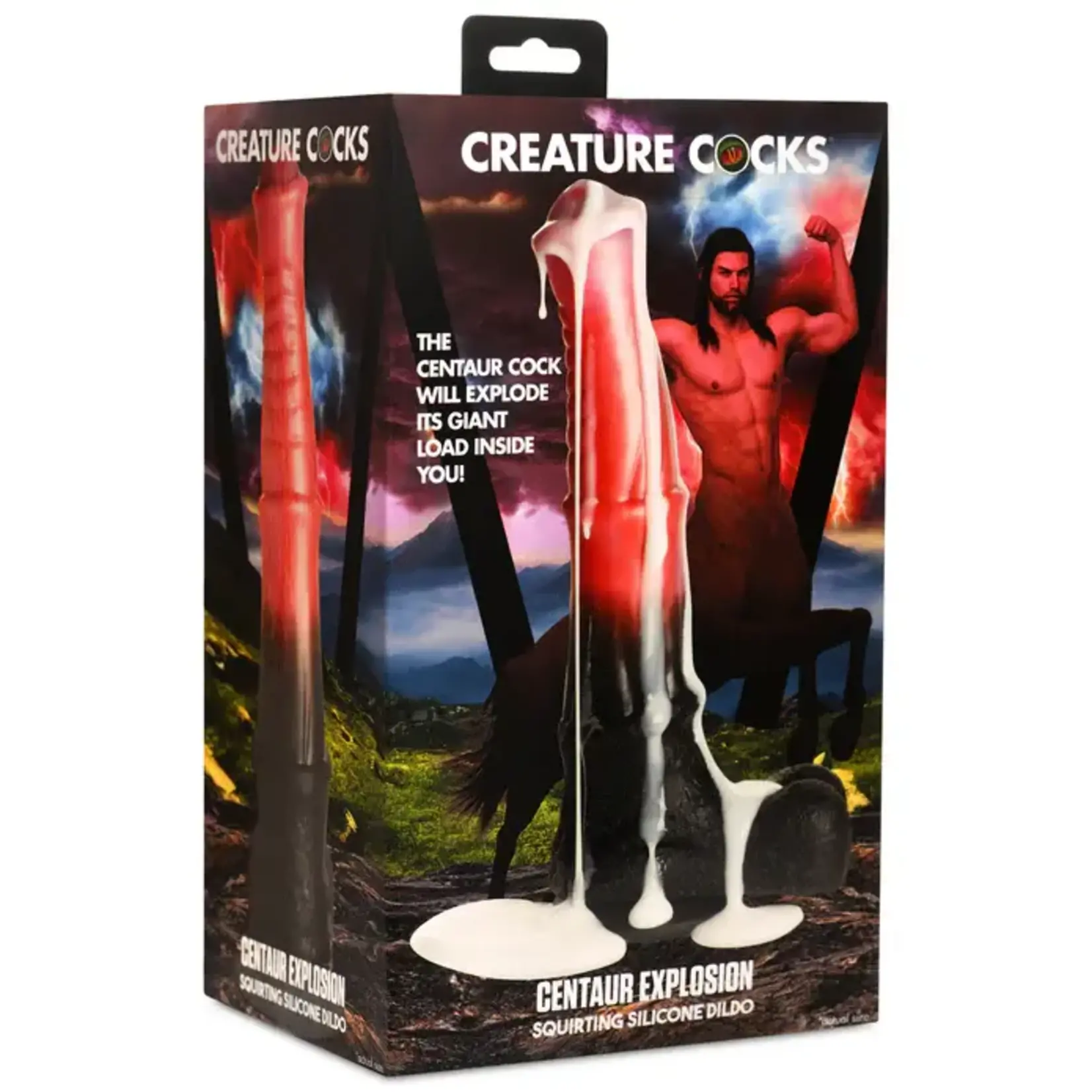 Creature Cocks Centaur Explosion Squirting Silicone Dildo - Red/Black