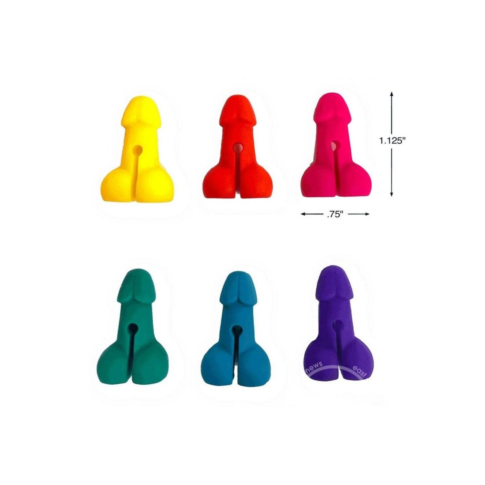 Candyprints Super Fun Penis Cocktail Markers (6 per Set) - Assorted Colors