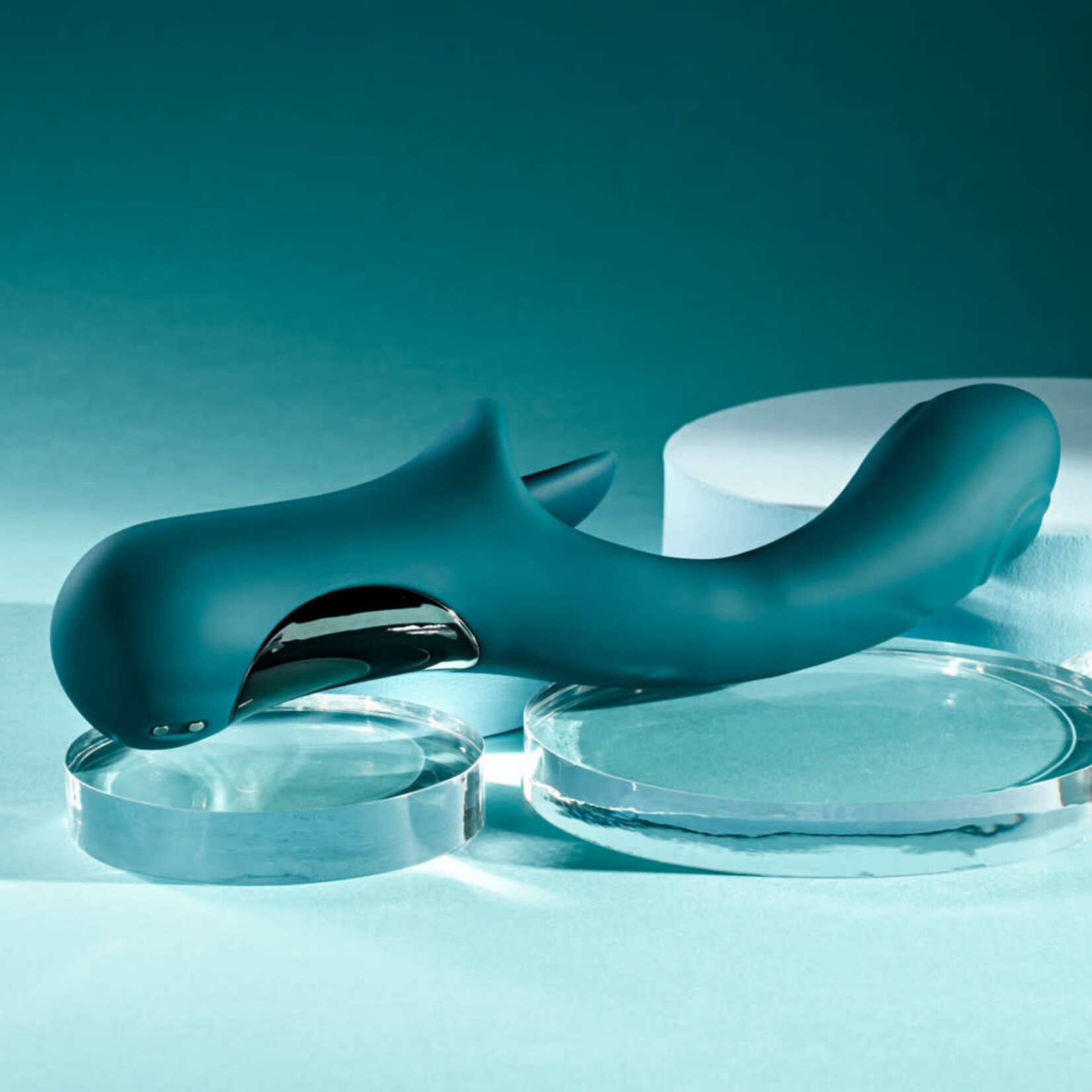 Playboy Harmony Rechargeable Silicone Vibrator with Clitoral Stimulator - Green