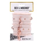 Sex & Mischief Peaches ‘n CreaMe Fur Handcuffs - Ivory/Rose Gold