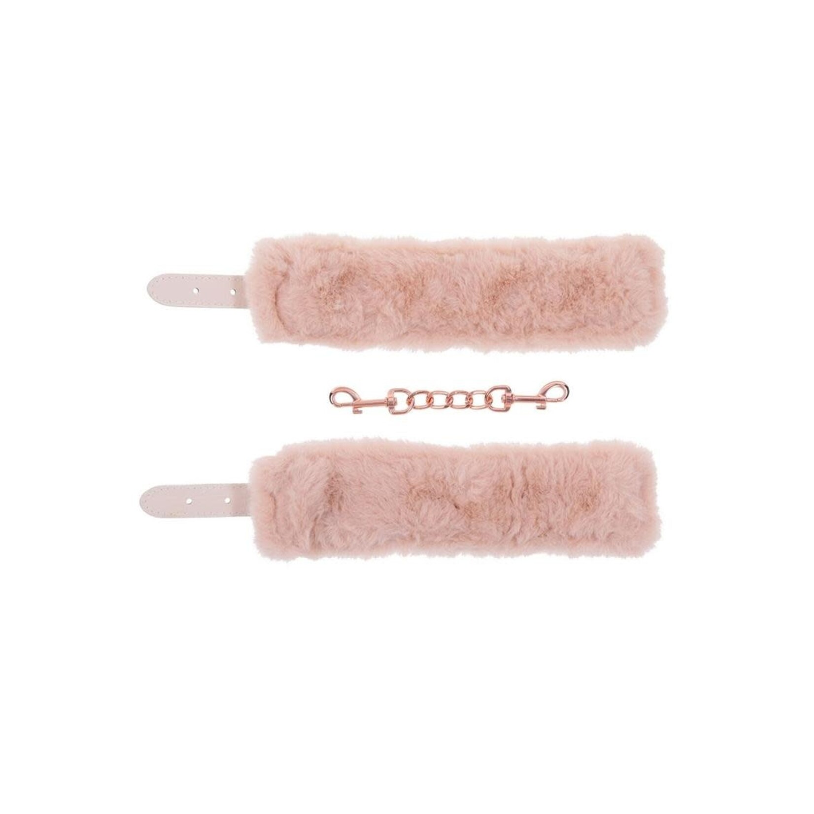 Sex & Mischief Peaches ‘n CreaMe Fur Handcuffs - Ivory/Rose Gold