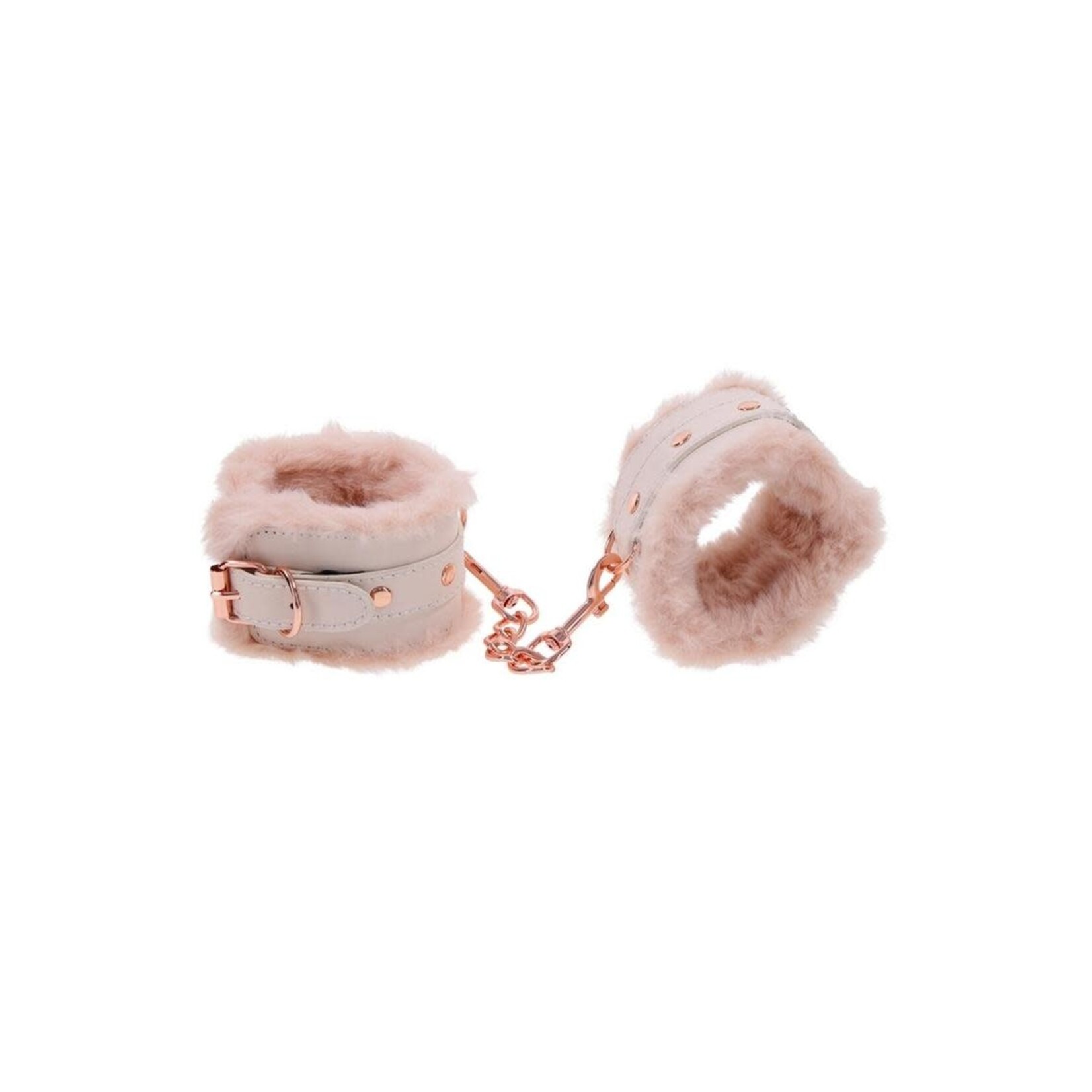 Sex & Mischief Peaches ‘n CreaMe Fur Handcuffs - Ivory/Rose Gold